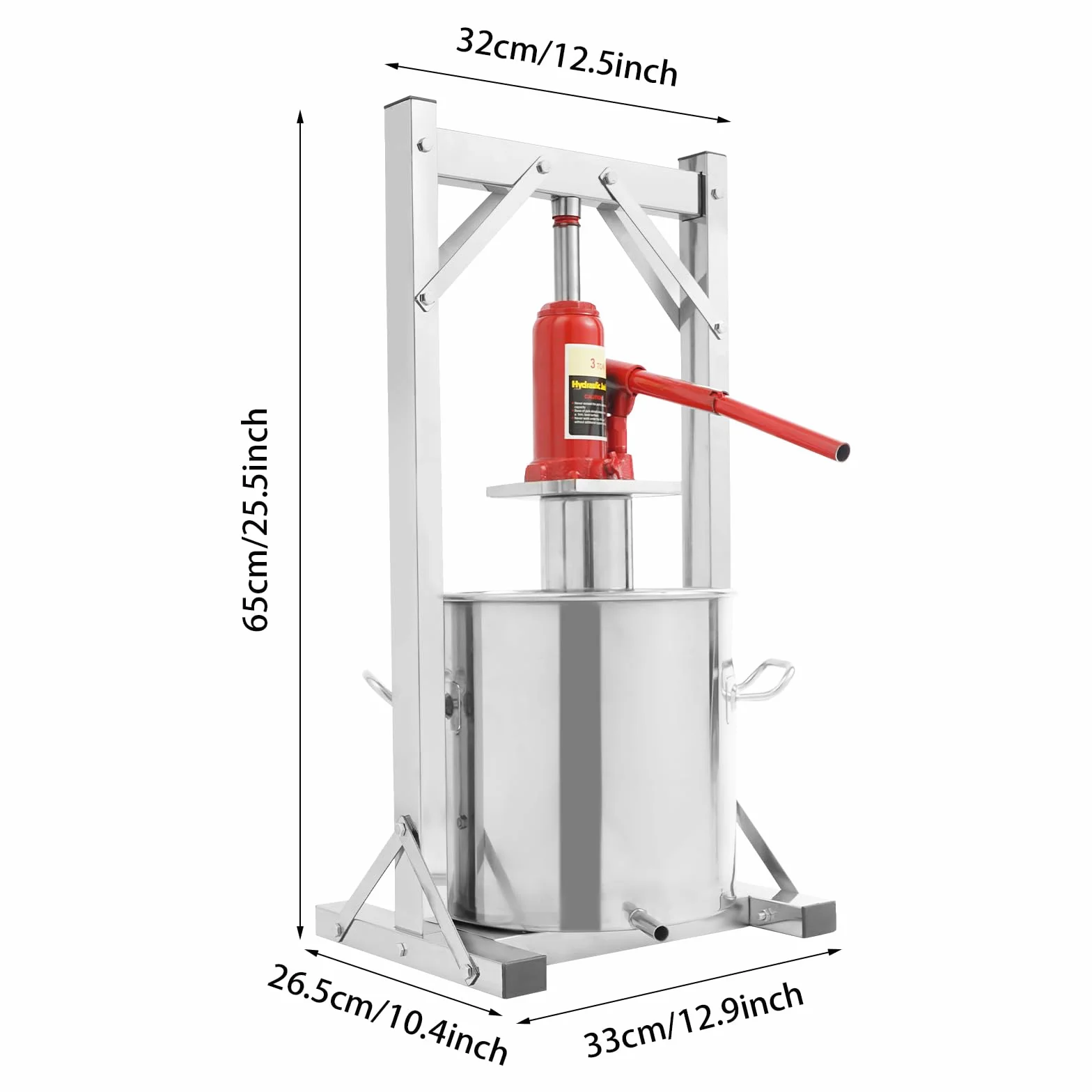 Pressa idraulica per frutta 12L per sidro di vino, funzionamento semplice, grande capacità, strumento per pressare il vino, struttura stabile, pressa per frutta e frantoio per la pressatura di frutti