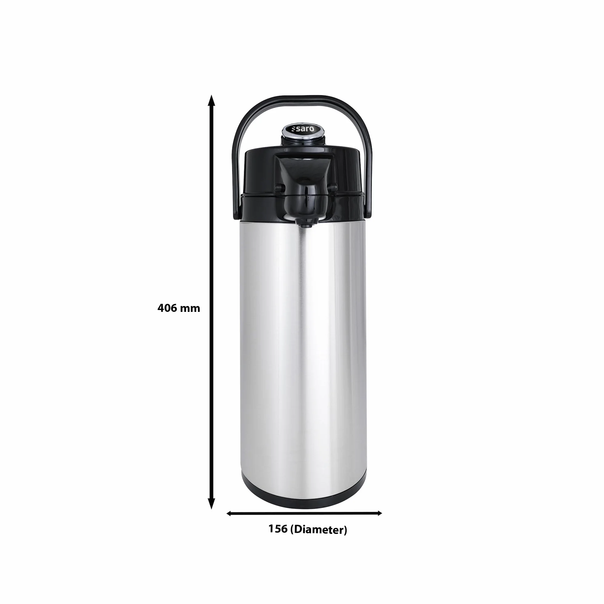 Caraffa termica a pompa 2,2 l in acciaio inox con interno in vetro per bevande calde e fredde