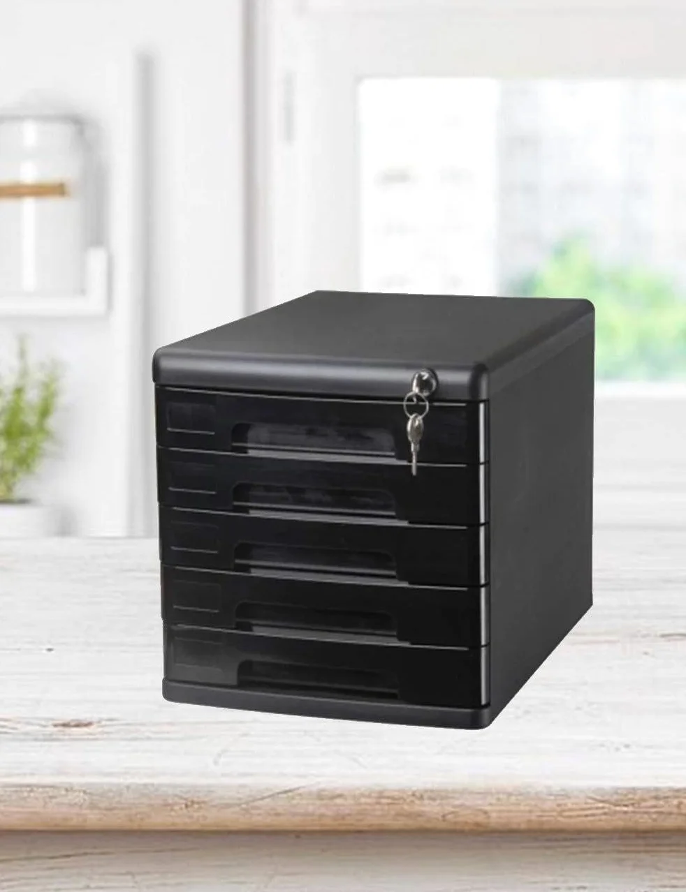 Armadietto portadocumenti con serratura a 5 cassetti per ufficio, 36,1 x 27,1 x 26 cm, organizer per documenti, libreria