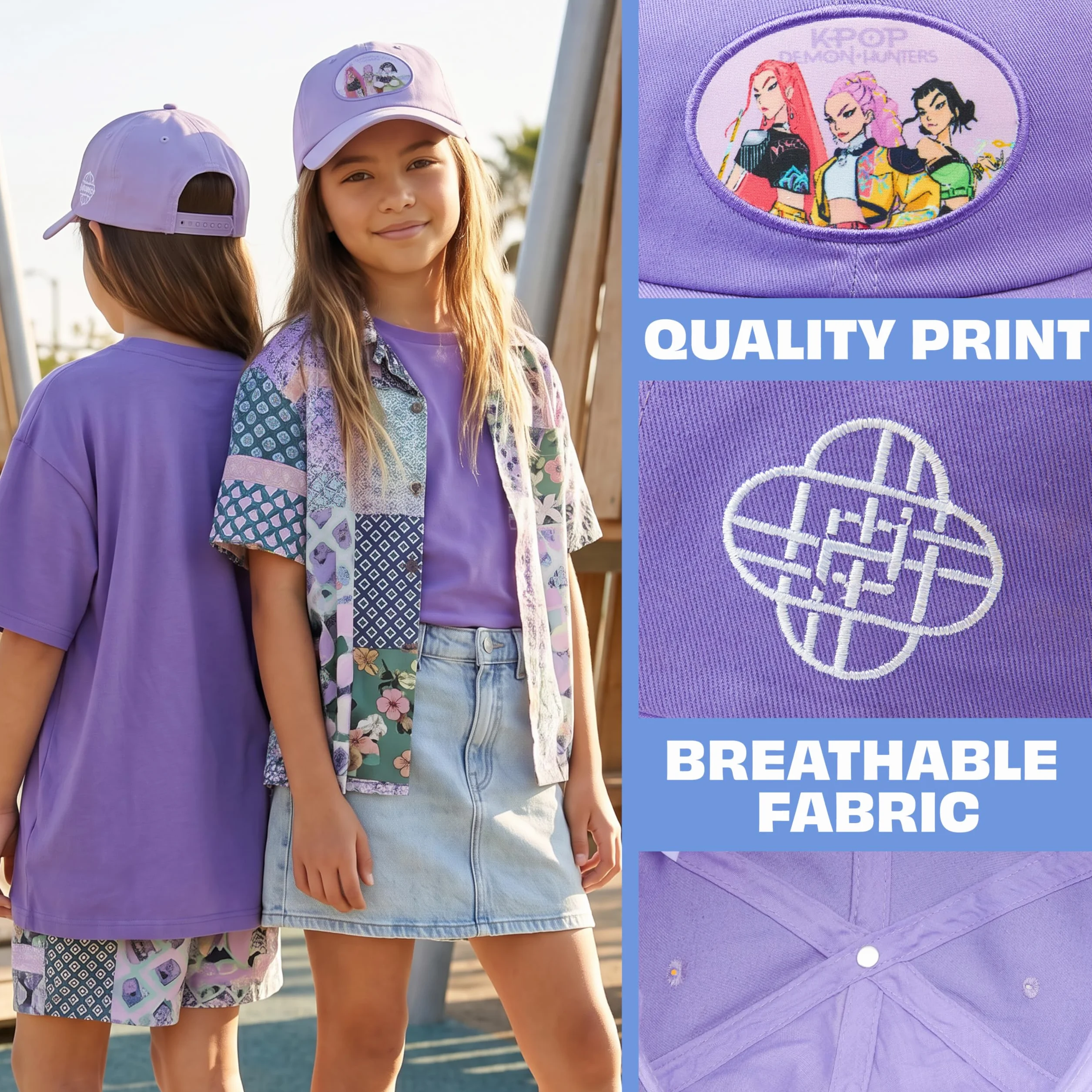 Cappellino Bambina Huntrix Demon Hunters KPOP Regolabile Visiera Scuola Sport Concerto