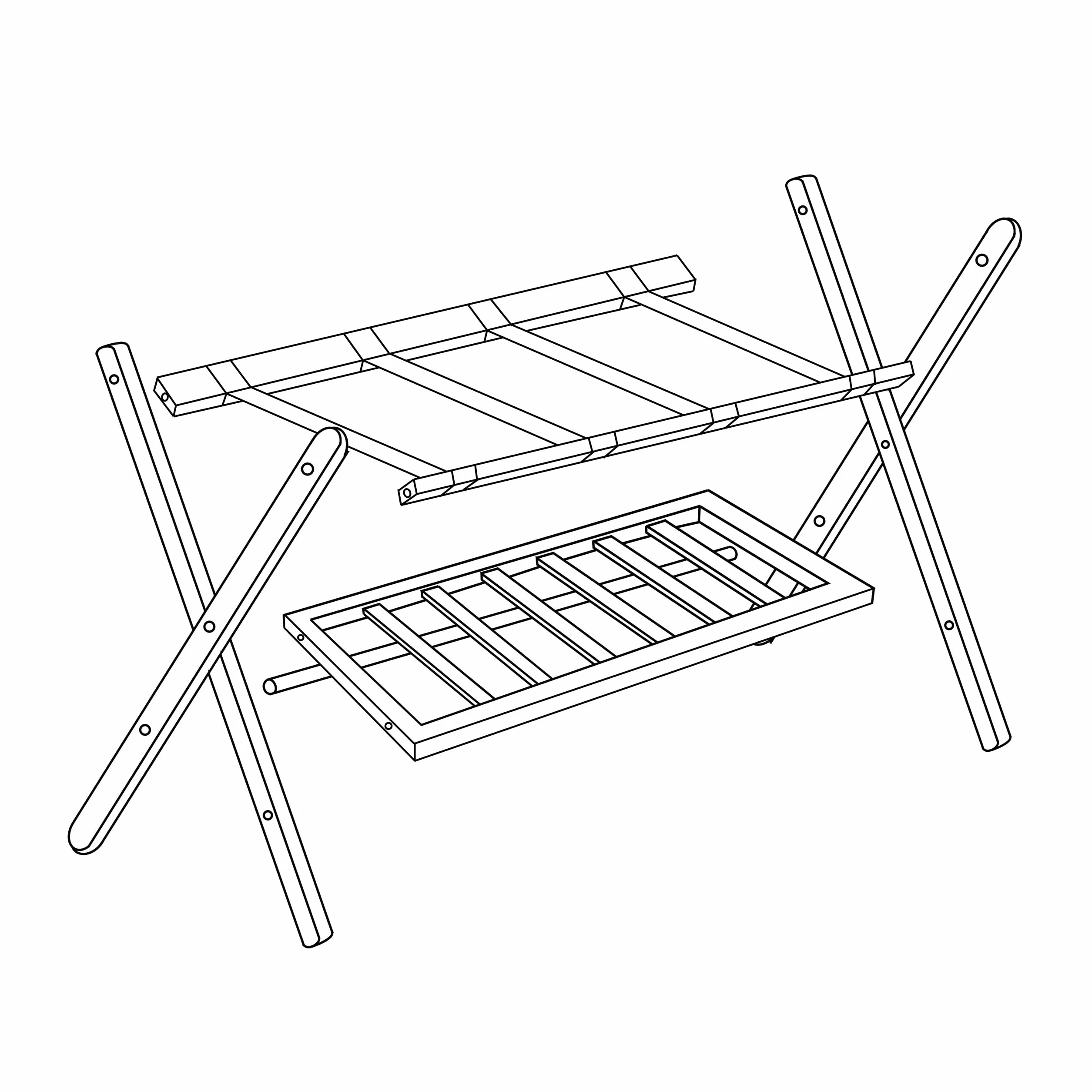 Relaxdays Portavaligie da Camera Pieghevole in Legno, Set da 2, 54x66x45 cm, Naturale