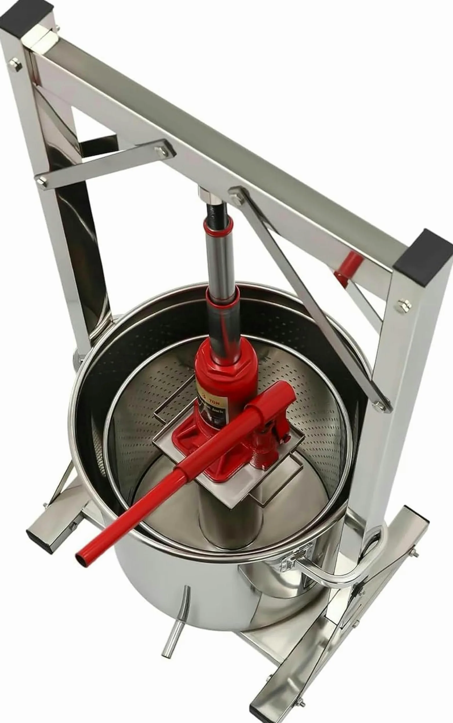 22L/5.8Gal Macchina per la spremitura del vino di frutta, pressa per formaggio, erbe aromatiche, frutta e vino in acciaio inox, spremiagrumi manuale con martinetto idraulico e vassoio sanitario~/
