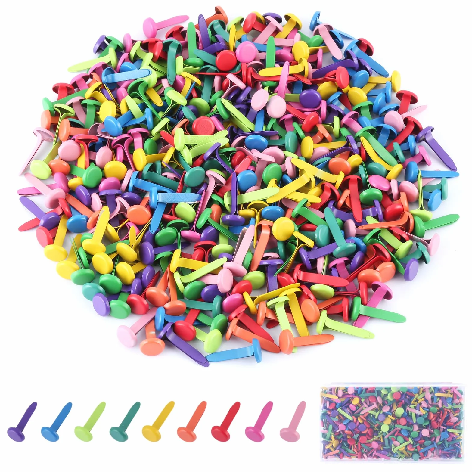 400 Pezzi Fermacampioni, Brads Rotondi in Metallo Colorati, Fermacampioni Piccoli da 8 x 17mm, Mini Fermacampioni per Scrapbooking, Carta, Artigianato Fai da Te