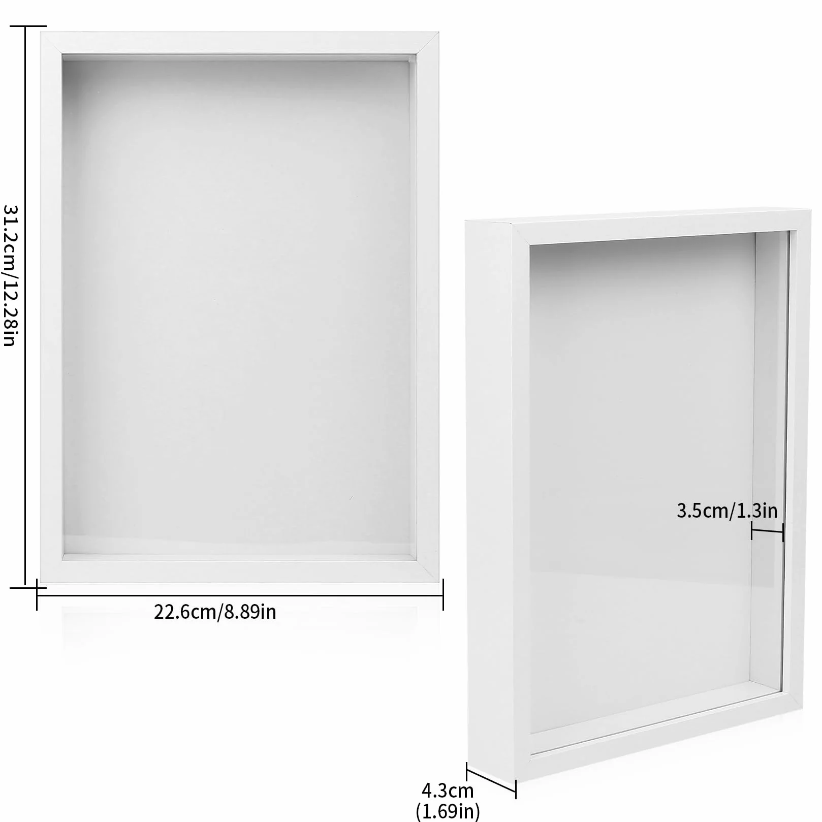 cornice 3D Profonda da Riempire A4, Cornice Profonda 3,5cm per Medaglie o Ricordi, Pannello Acrilico Trasparente per Foto Medaglie e Fiori Secchi, 21x29,7 cm