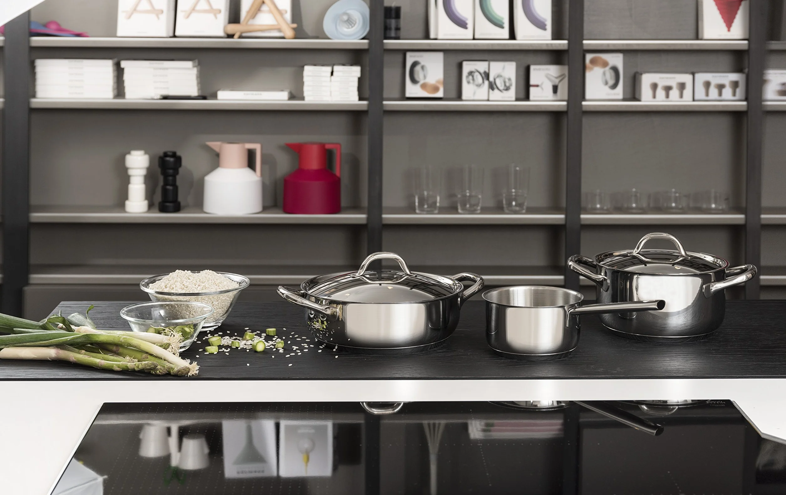 Barazzoni Chef Line Casseruola manico lungo, ø cm 16, capacità 1.5 litri, Made in Italy, Acciaio Inox 18/10, Induzione+Gas, Triplo fondo, PFAS free