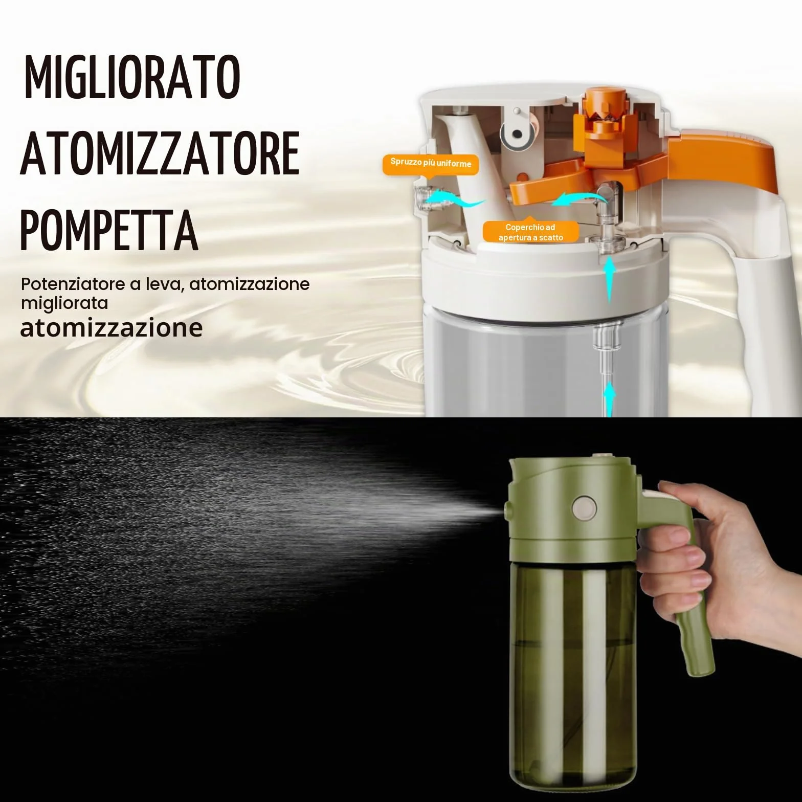 Bottiglia spray olio d'oliva in vetro 552 ml dispenser 2 in 1 per cucina