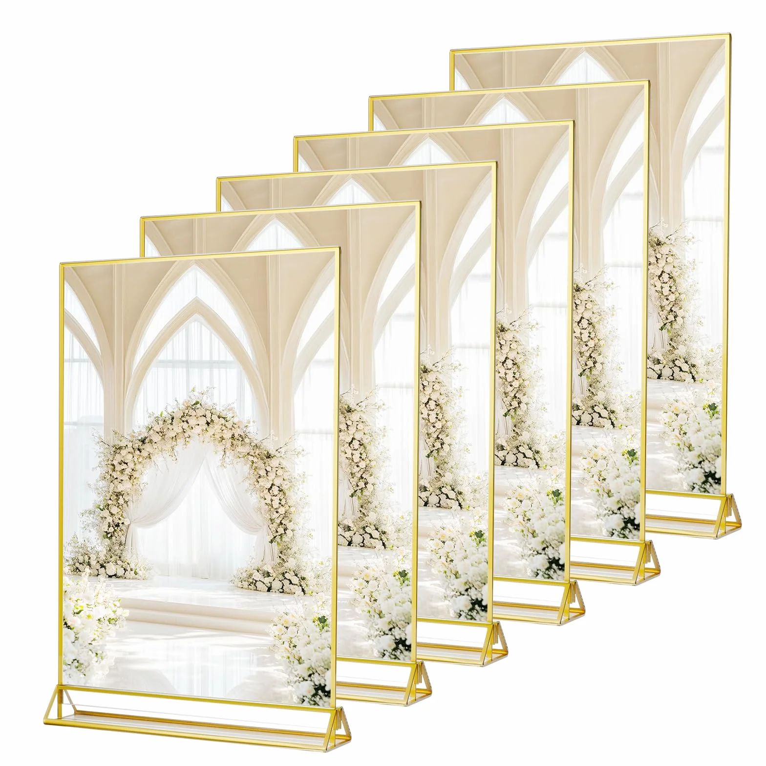 SAN LIKE Cornice foto A4 oro 6 pezzi portacarte acrilico trasparente doppia faccia espositore cavalletto numeri tavolo nozze