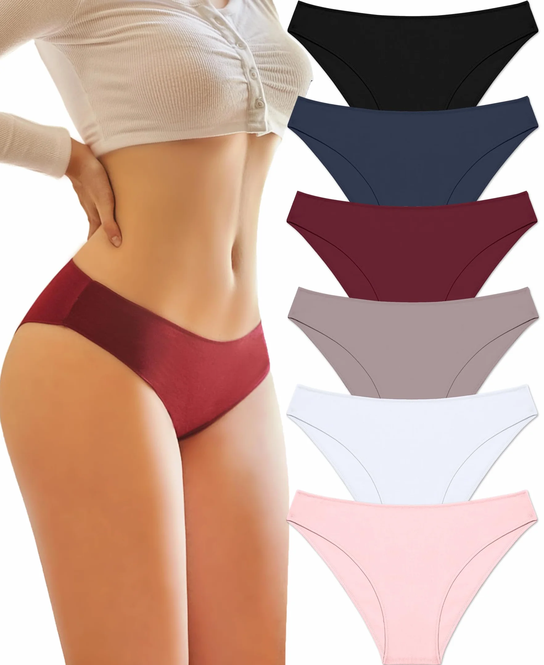 BeReady Mutande Donna Cotone Slip Donna Seducente Cotone Intimo Set Mutandine a Vita Bassa Bikini Underwear Pacco da 6