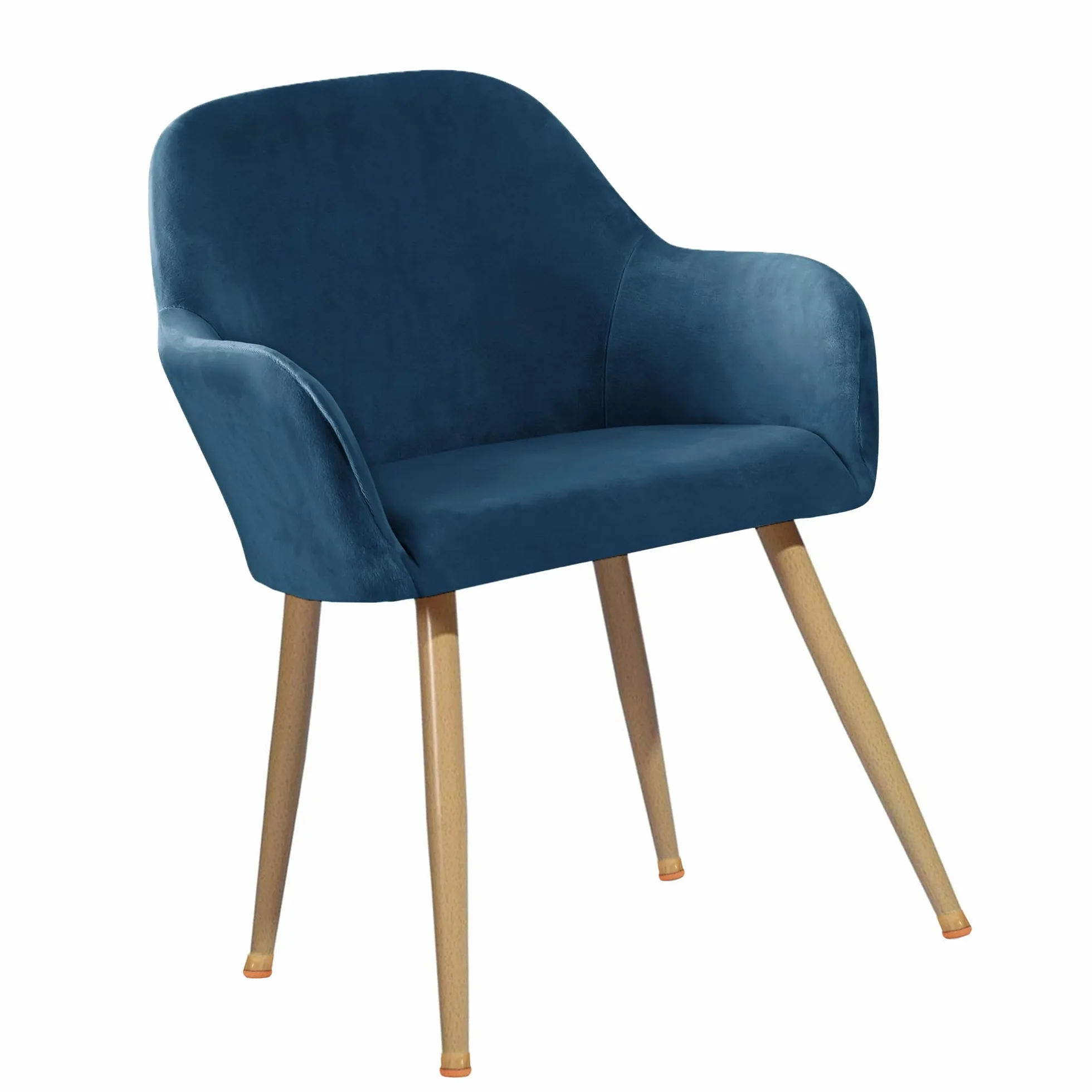 Set di 4 coprisedia elastici in velluto elasticizzato con braccioli, protezione per sedia da ufficio, blu ed elegante, per 2/4/6 sedie