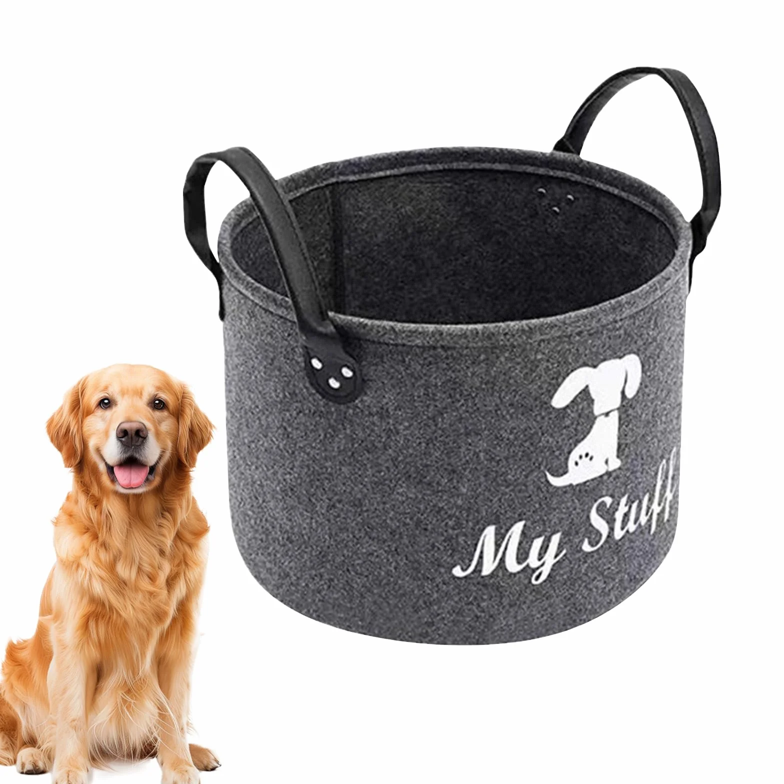Cestino Portagiochi per Cani,Contenitore per Giocattoli per Cani,Scatola Pieghevole in Feltro Cestino,con Maniglia,per Giocattoli Piccole Cose Lavanderia Sporca e Accessori