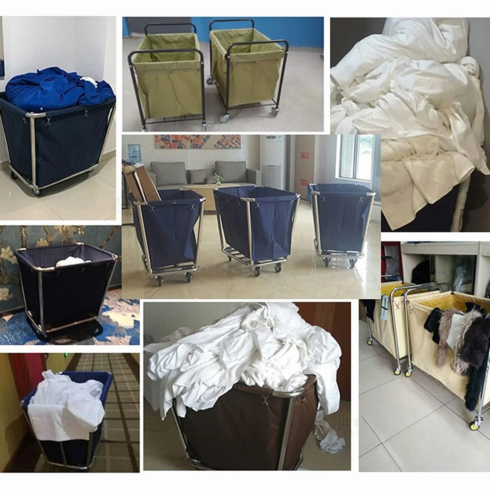 Borsa per Carrello della Biancheria SBCWH, Oxford Impermeabile, Blu, 83x53x63 cm, 400L, Tessuto Oxford, Fissaggio con Ganci di Alta Qualità, Interno