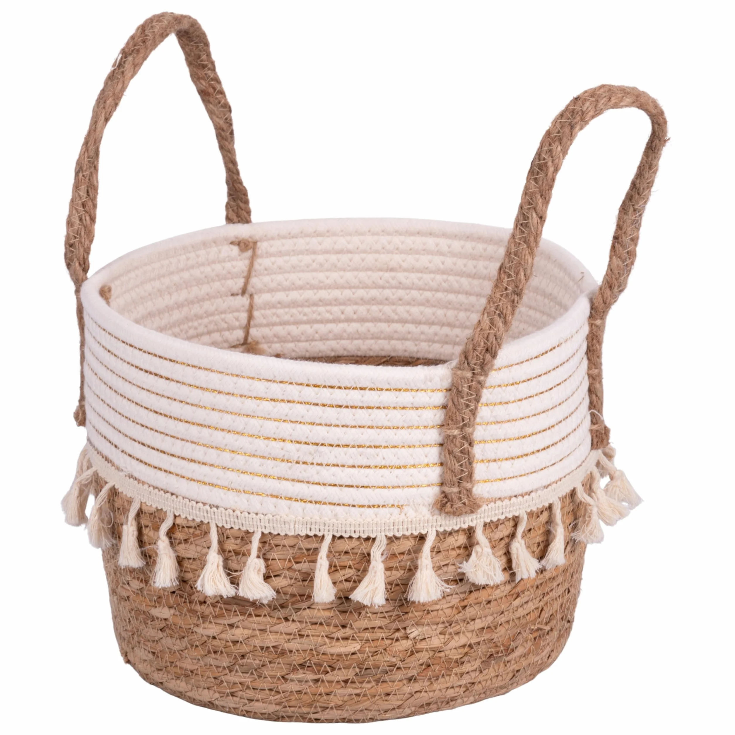 Set 3 natural fiber ropes and tassels with handles