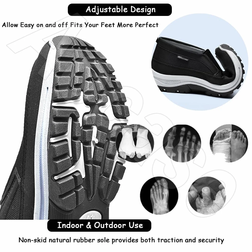 Scarpe Ortopediche Uomo con Strappo Scarpe da Ginnastica Traspiranti con Cuscino d'Aria Scarpe da Passeggio da Uomo estive alla Moda Sneaker Casual,Nero,40/250mm
