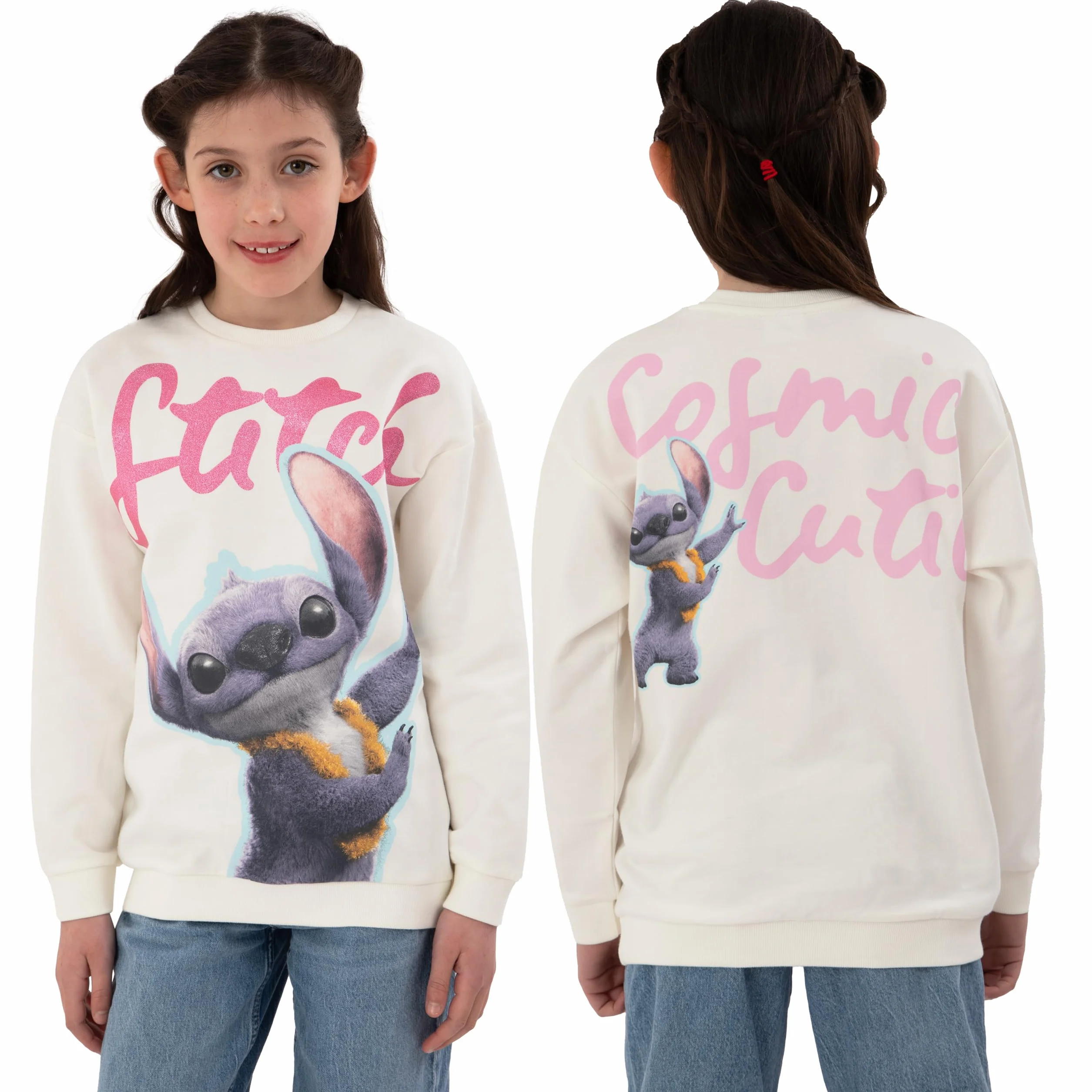 Disney Felpa Bambina Cotone Lilo E Stitch Manica Lunga Abbigliamento