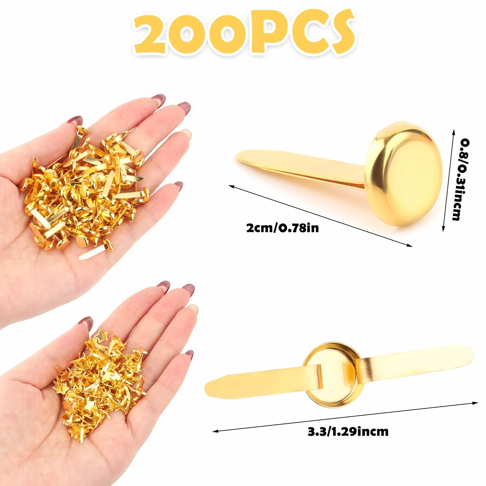 Fermacampioni Metallici 200 Pezzi per Scrapbooking, Mini Chiusura Carta a Treccia