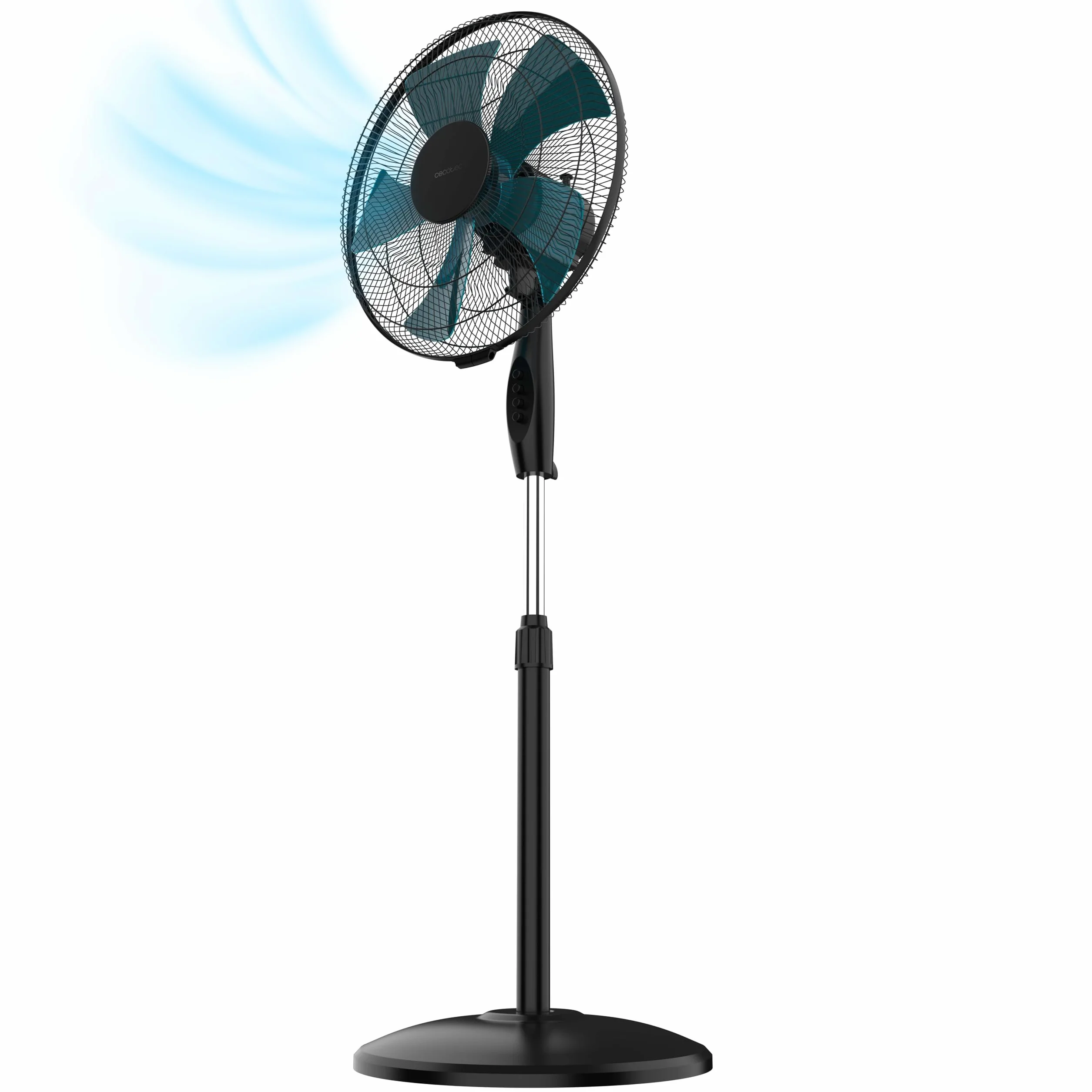 Cecotec Ventilatore a Piantana EnergySilence 515 WindLite Pro Black. 45W, Diametro 16” (40cm), 3 Velocità, Oscillazione Automatica, Altezza Regolabile, 5 Pale, Massima Sicurezza, Nero, Fresco Totale