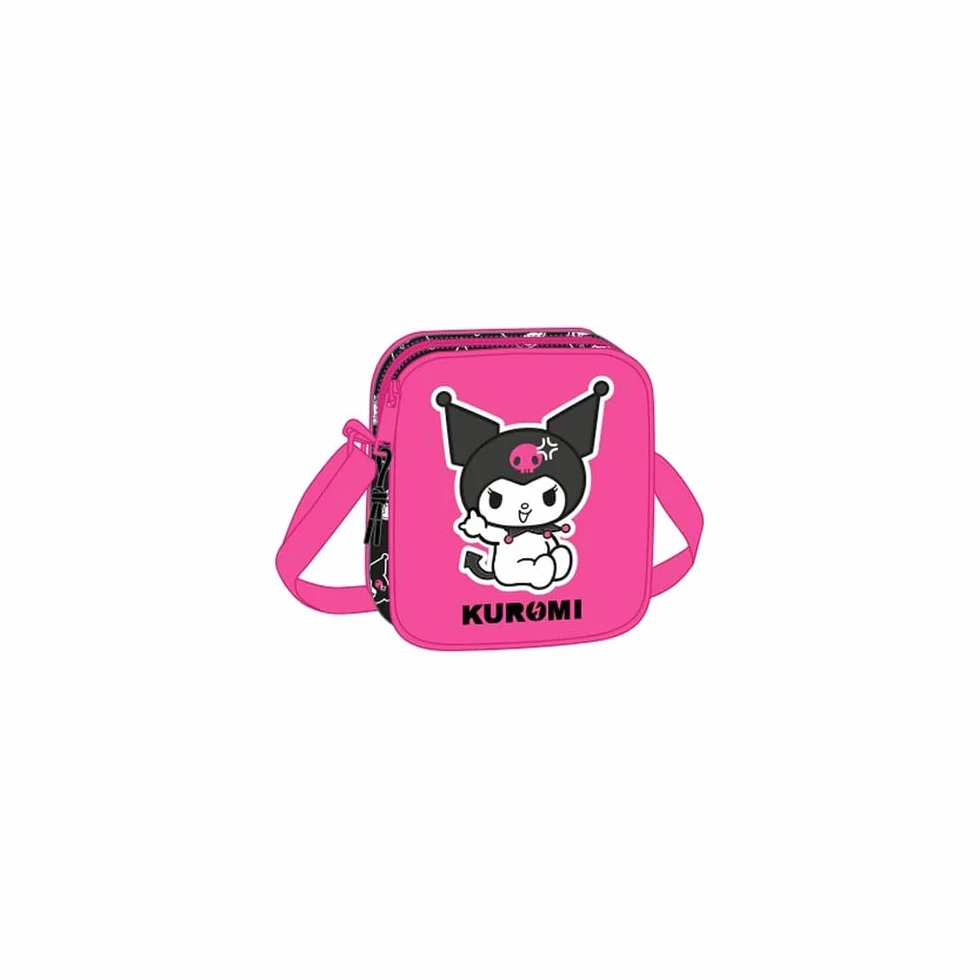 Borsa a Tracolla Kuromi Nero Fucsia 16 x 18 x 4 cm