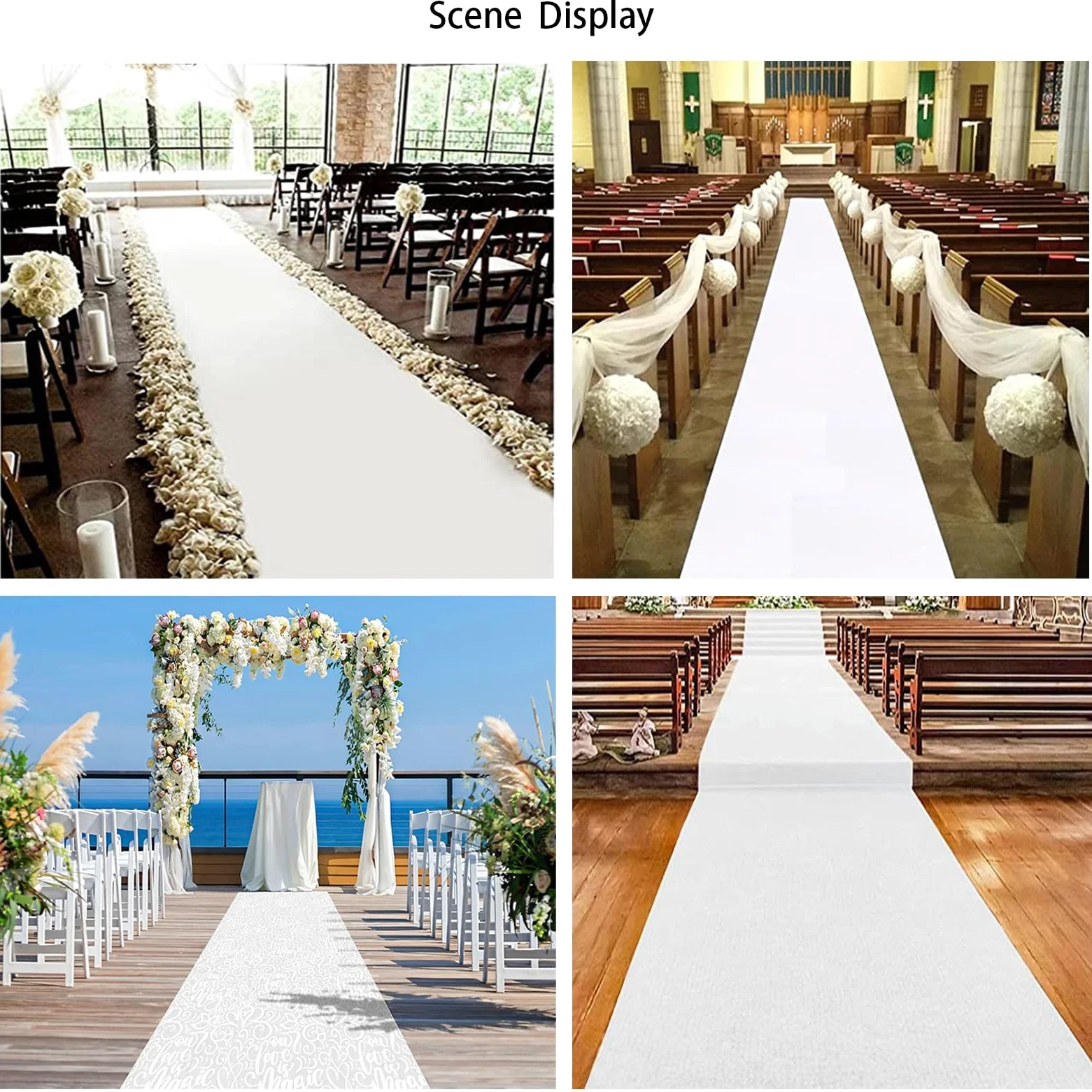 Tappeto bianco per corridoio nuziale, spessore 2 mm, resistente all'usura, tappeto antiscivolo per eventi, per feste, matrimoni, balli, affari, decorazione da spiaggia