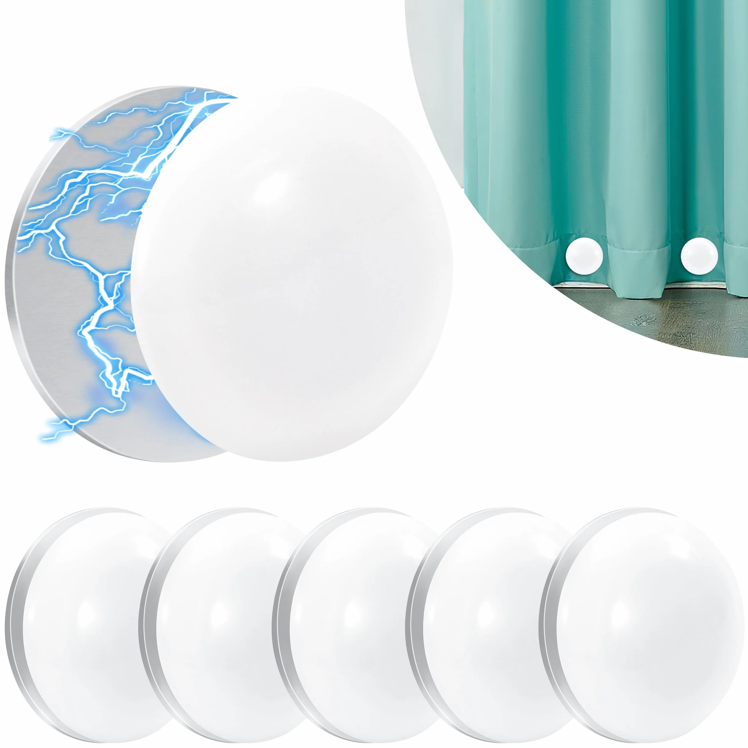 Pesi Magnetici Rotondi per Tende 6 Pezzi Bianco
