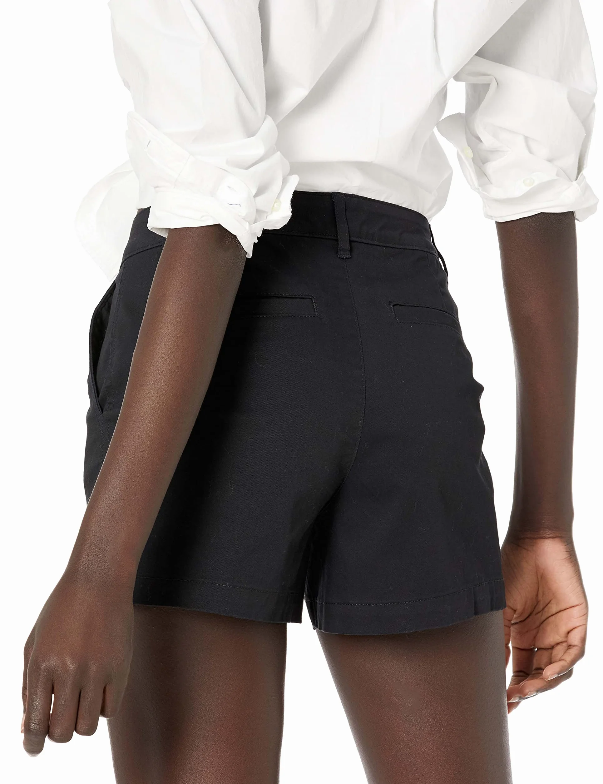 Amazon Essentials Pantaloncini Chino a Vita Media a Vestibilità Aderente Interno Gamba 8,9cm Donna