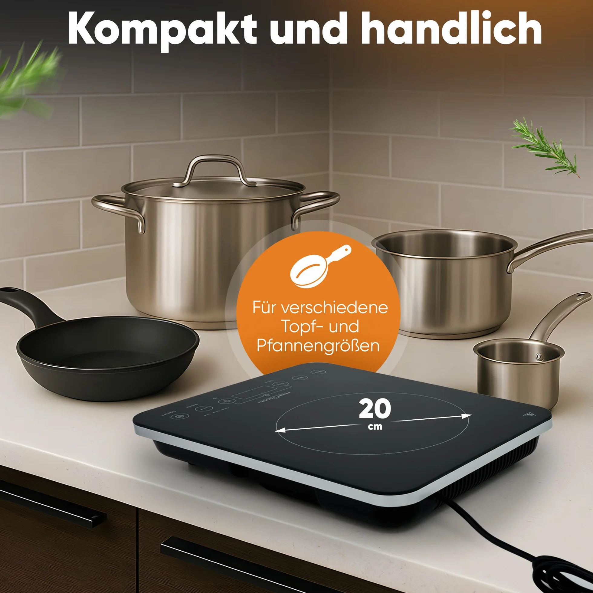 Piastra singola a induzione ProfiCook® | riscaldamento rapido | induzione | Sensor Touch | piano di cottura | 10 livelli di potenza | timer | piano di cottura | PC-EKI 1062