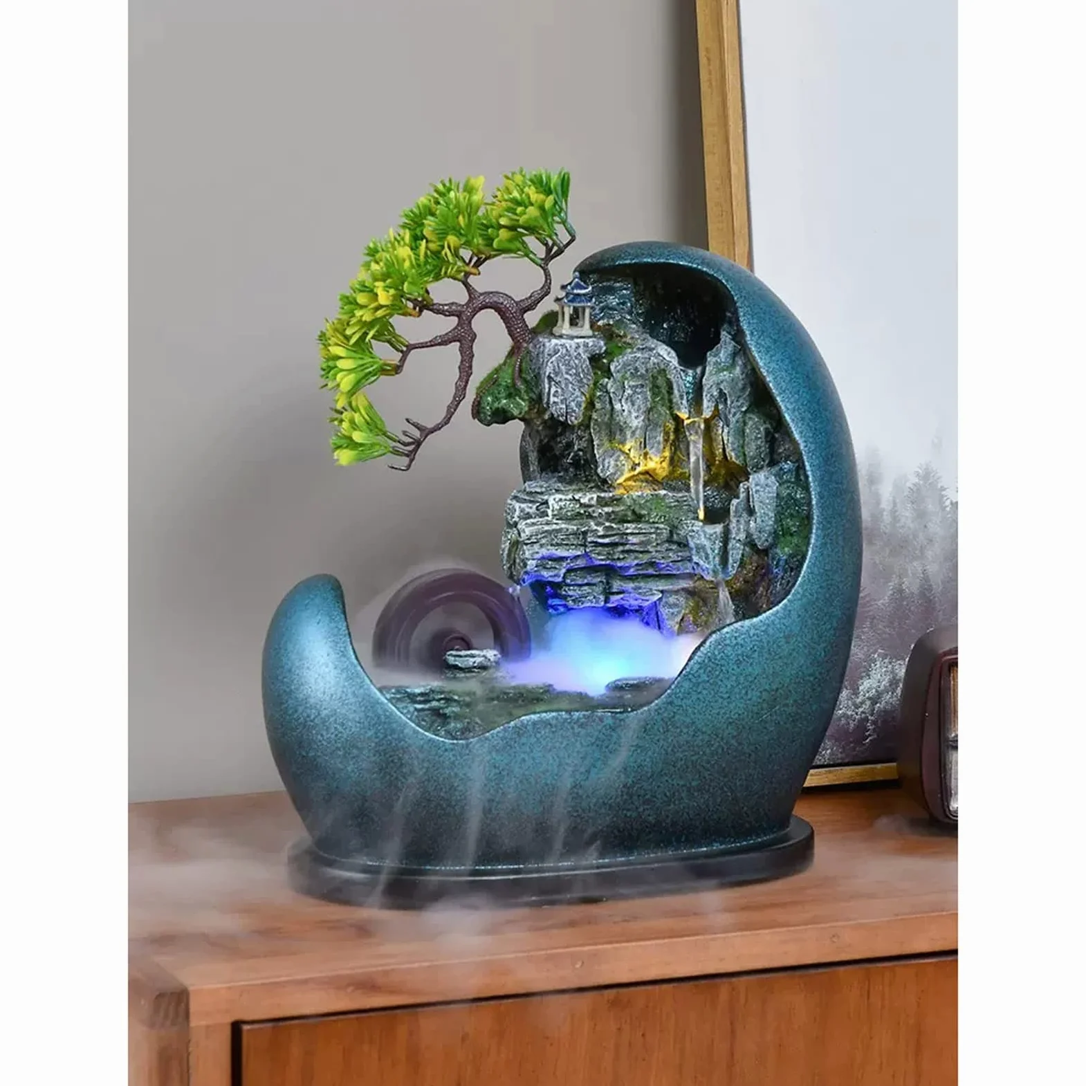 Fontana Da Tavolo Fontana D'Acqua Da Tavolo Con Design Bonsai Artificiale Cascate Da Interno Fontane Decorative Feng Shui Fontana Da Tavolo Con Pompa Automatica I Migliori Regali Per La Casa Per Amic