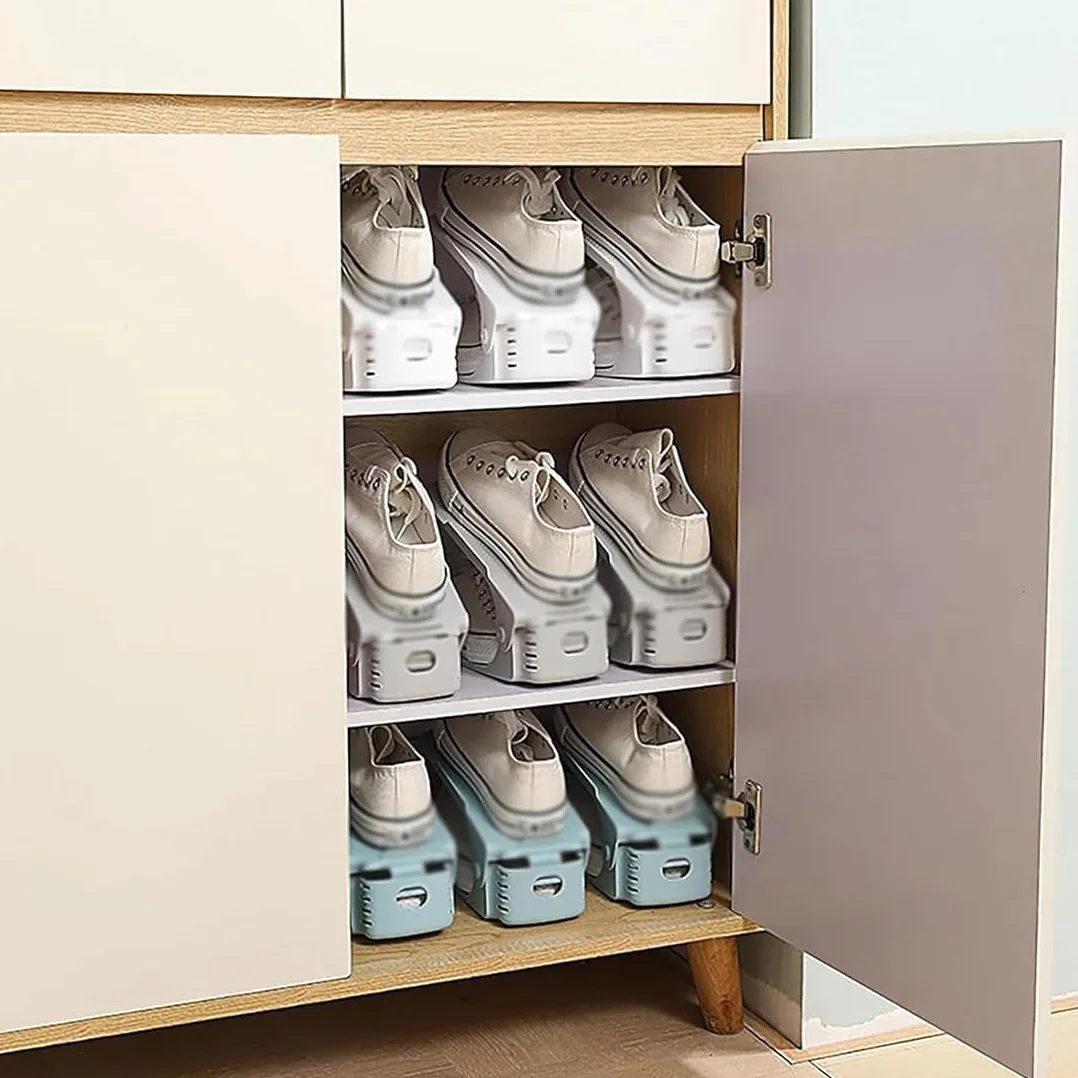 Employerp - Scarpiera autoportante a doppio strato, a doppio strato, regolabile, salvaspazio, organizer per scarpe per armadio (10 pezzi, bianco)