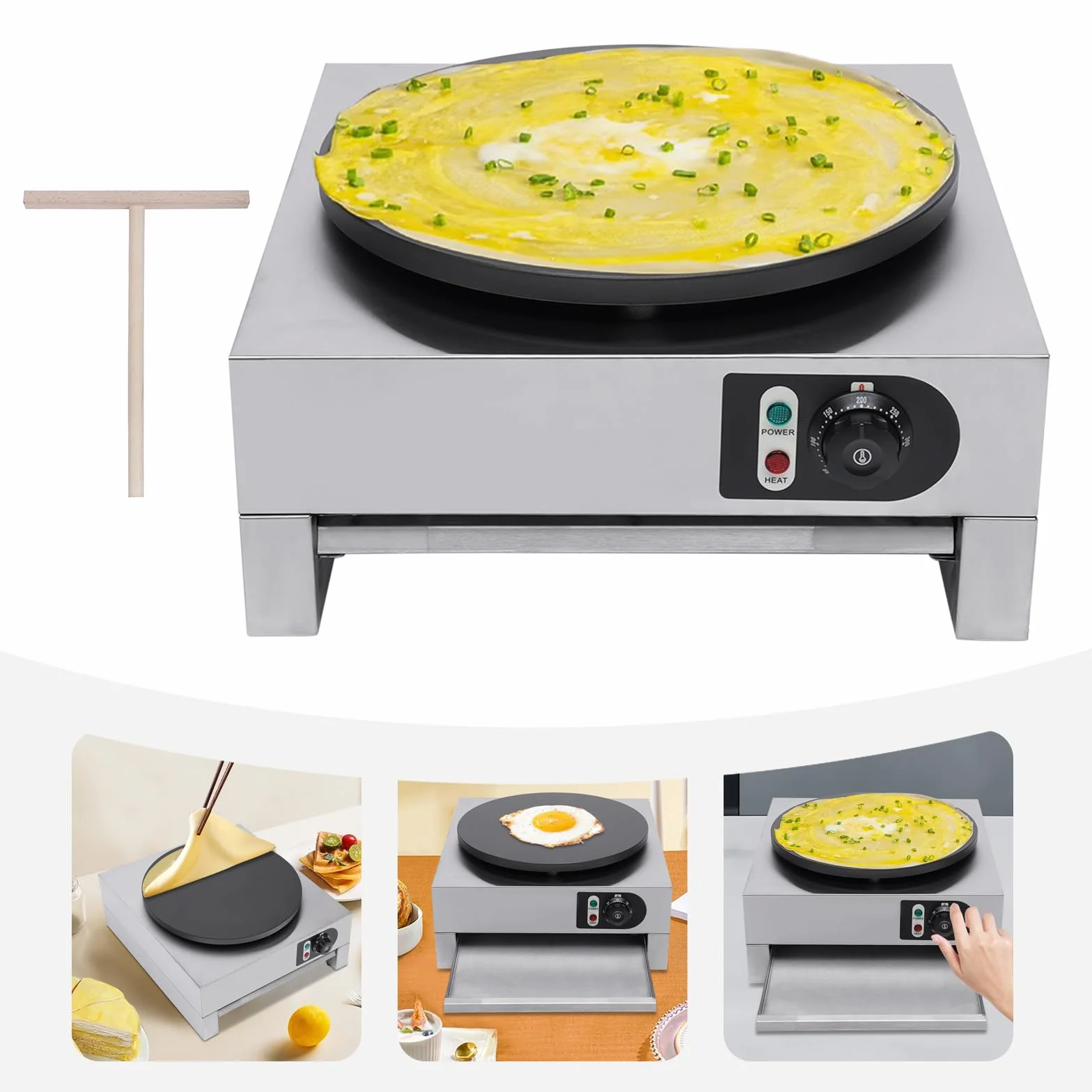 Crepes Maker elettrico 40 cm 3 KW 220 V piastra riscaldante