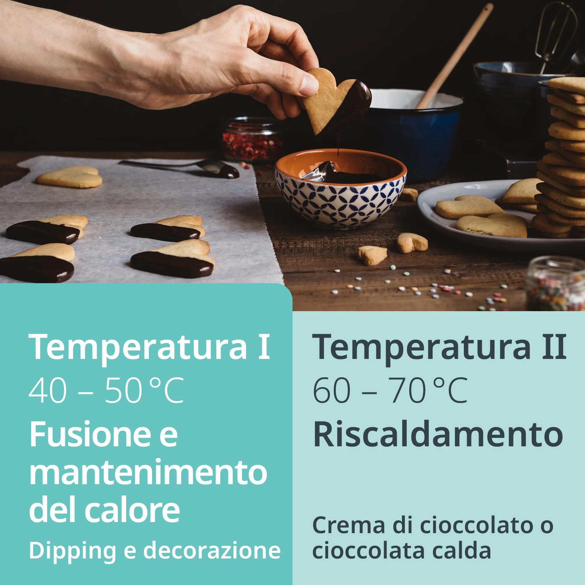 ADE Set per fonduta di cioccolato elettrico 500ml con 8 forchette 2 temperature ciotola rimovibile rivestita in teflon
