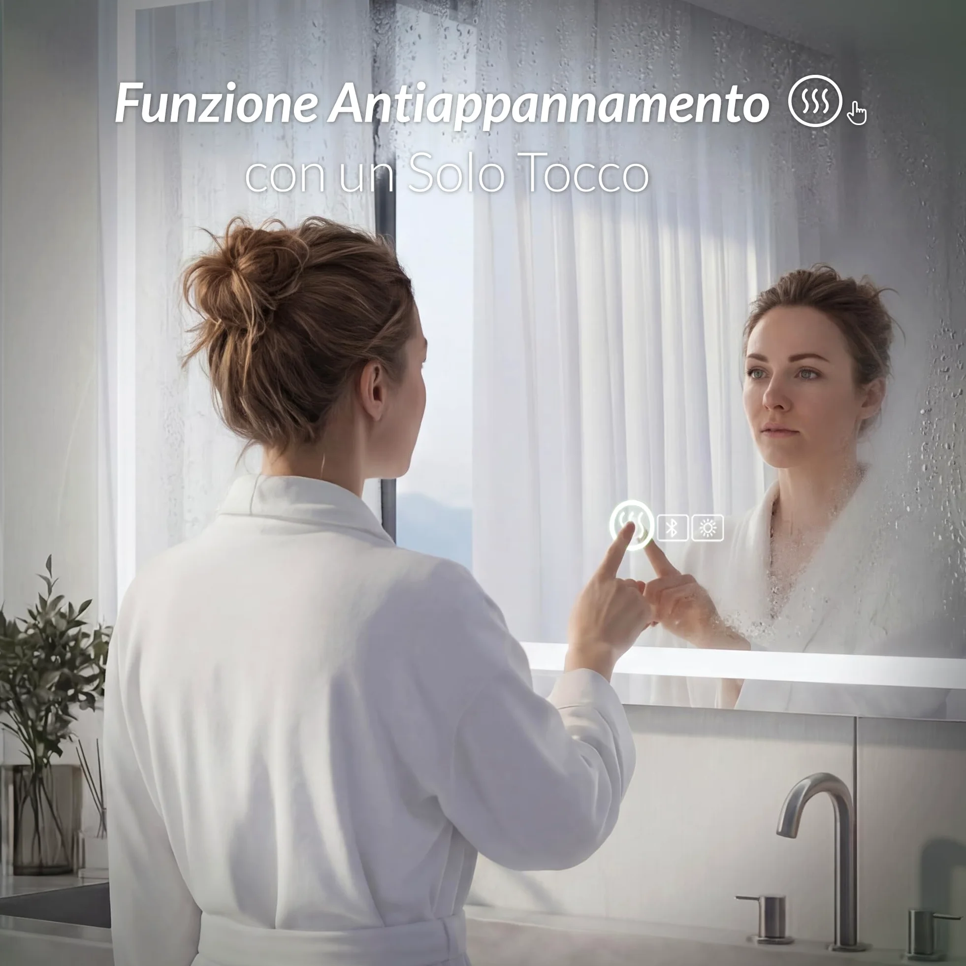 Specchio bagno LED Antiappannamento Dimmerabile 10%-100% 3 Temperature Colore 3000K-6500K Touch con Memoria HD Specchio Bagno con Luce LED IP44 IP65 Impermeabile 120x70cm