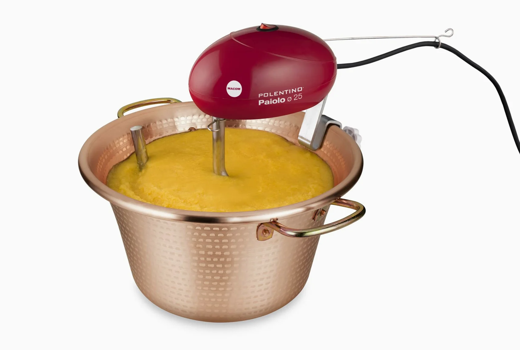 MACOM Just Kitchen 850 Paiolo Polentino con miscelatore elettrico, Rame, Diametro 25 cm.