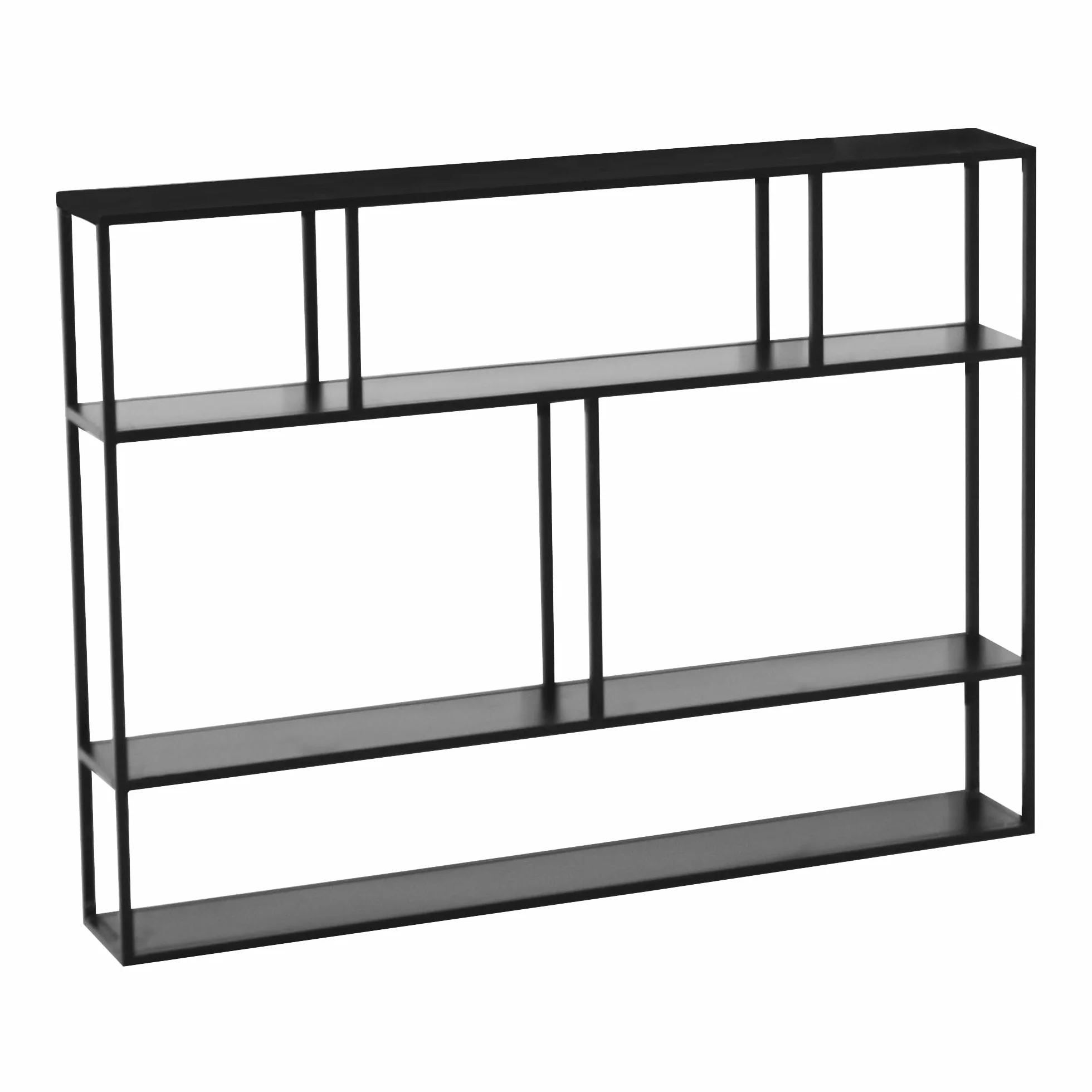 [en.casa] Scaffale da Parete con Scomparti Aperti Scaffale Pensile in Acciaio Mensola da Muro Libreria da Parete Stile Industriale 90 x 120 x 18 cm - Nero, opaco