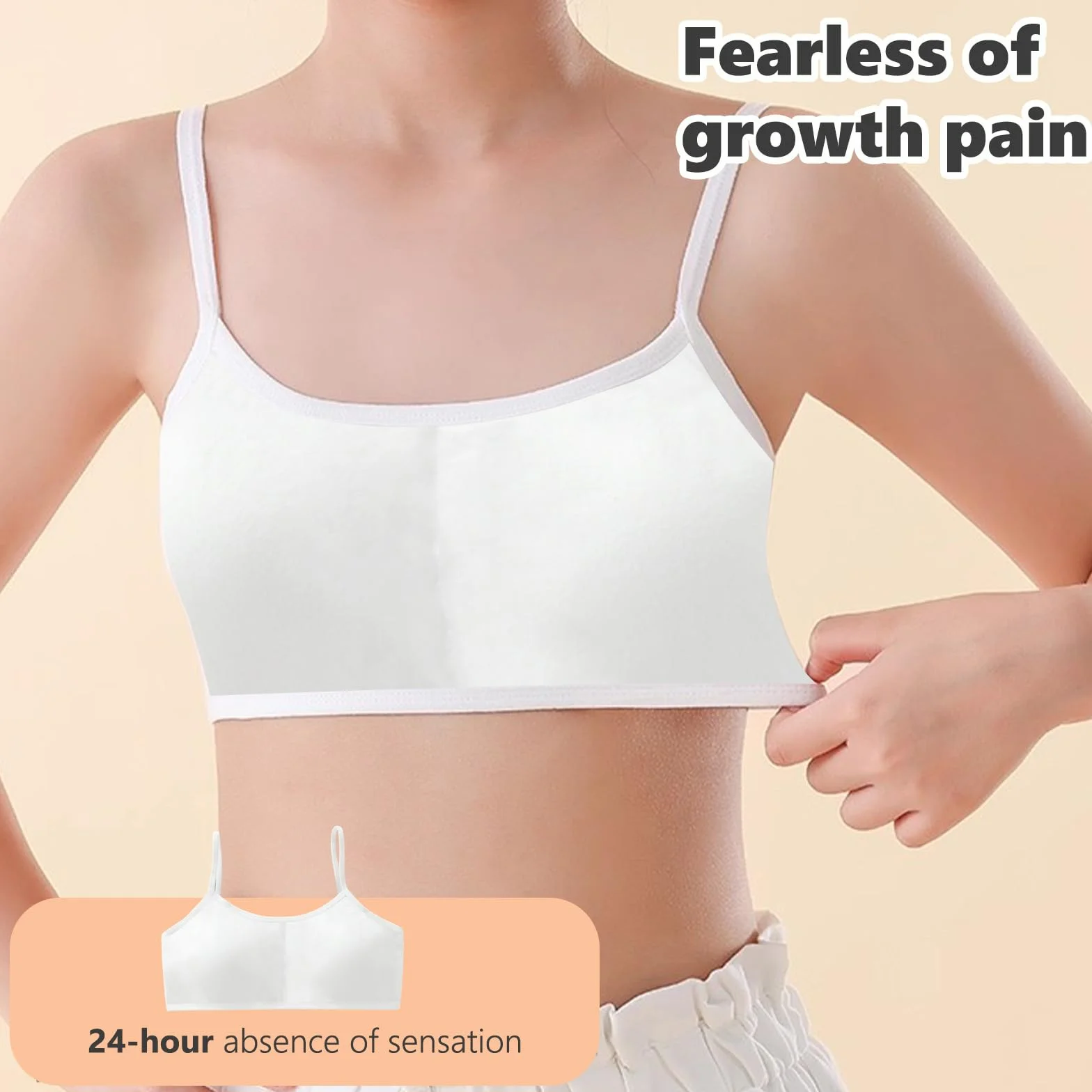Reggiseno da Allenamento Senza Cuciture in Cotone per Ragazze 12-15 Anni, 4 Pezzi con Spallacci Fissi e Torace Regolabile