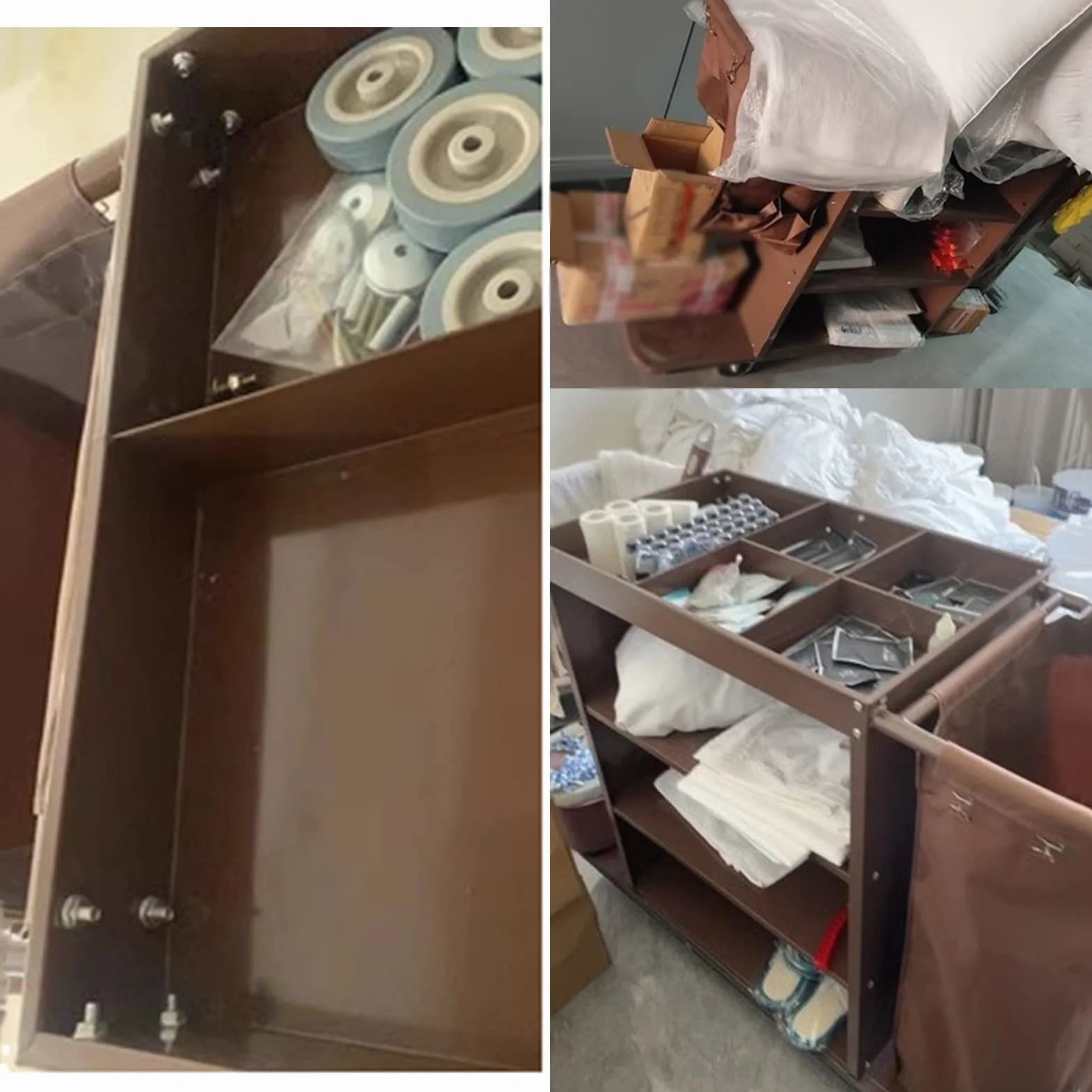 EXELNT Carrello della Biancheria Dell'Hotel, Carrello di Lavoro per La Pulizia del Carrello delle Pulizie Multifunzione, Carrello per Hotel in Acciaio Inossidabile per La Casa, Hotel