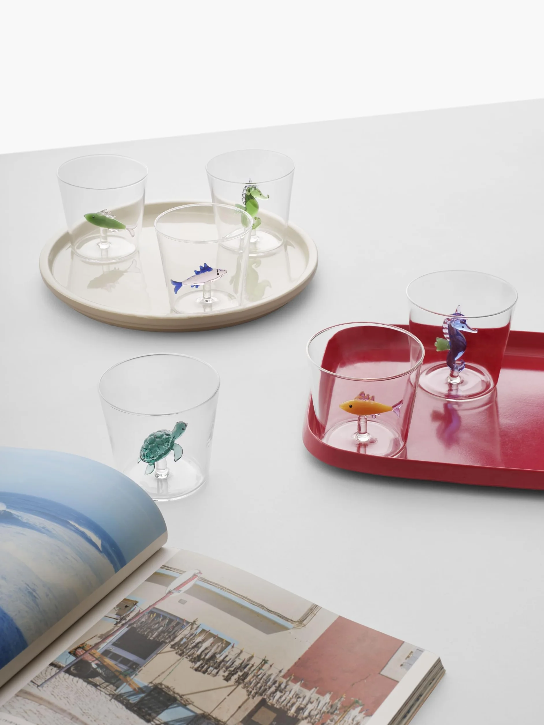 Ichendorf Milano Tumbler Cavalluccio Marino Blu 30 cl Vetro Borosilicato Fatto a Mano