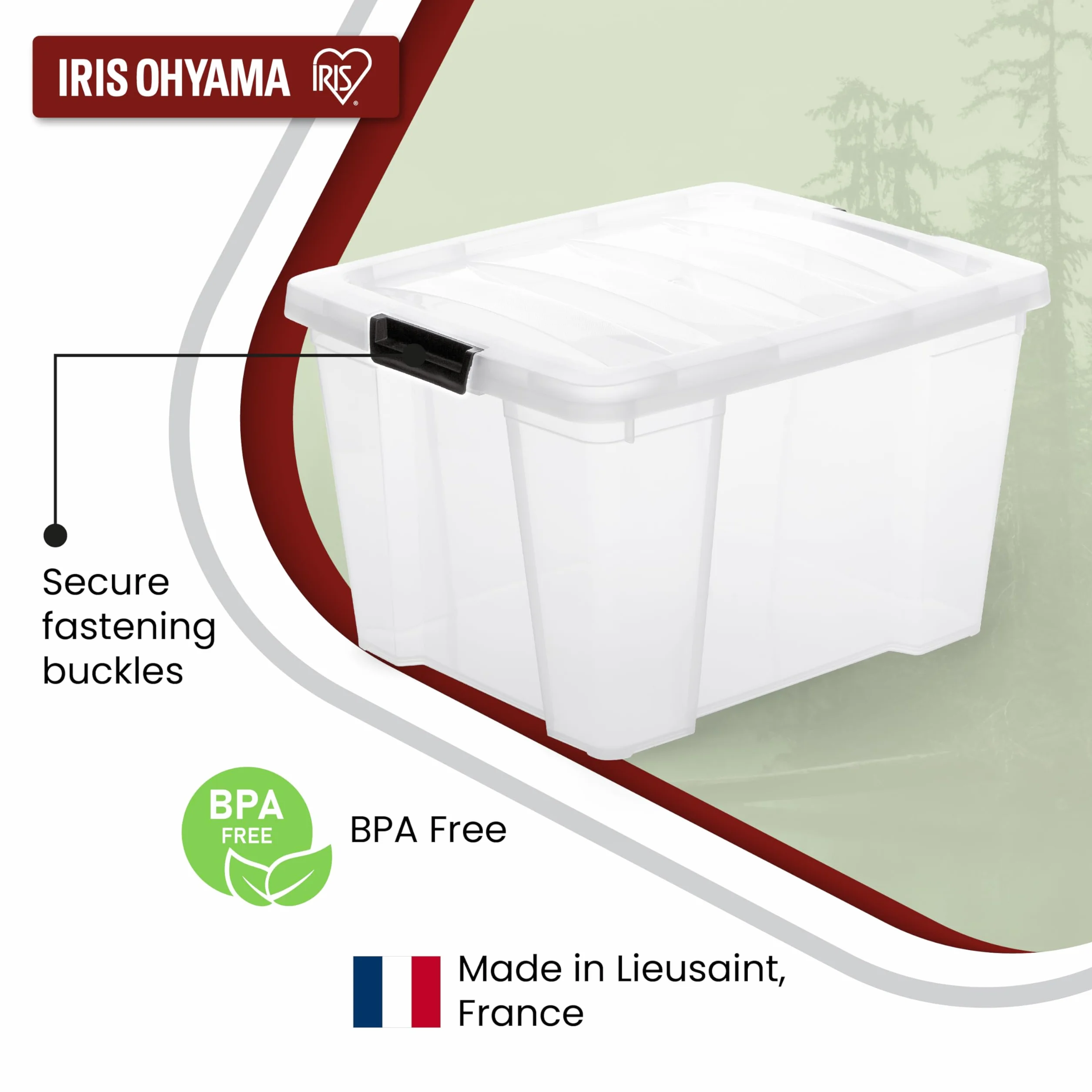 Iris Ohyama Contenitore in Plastica 30 Litri Set da 3 Trasparente Impilabile HB-30