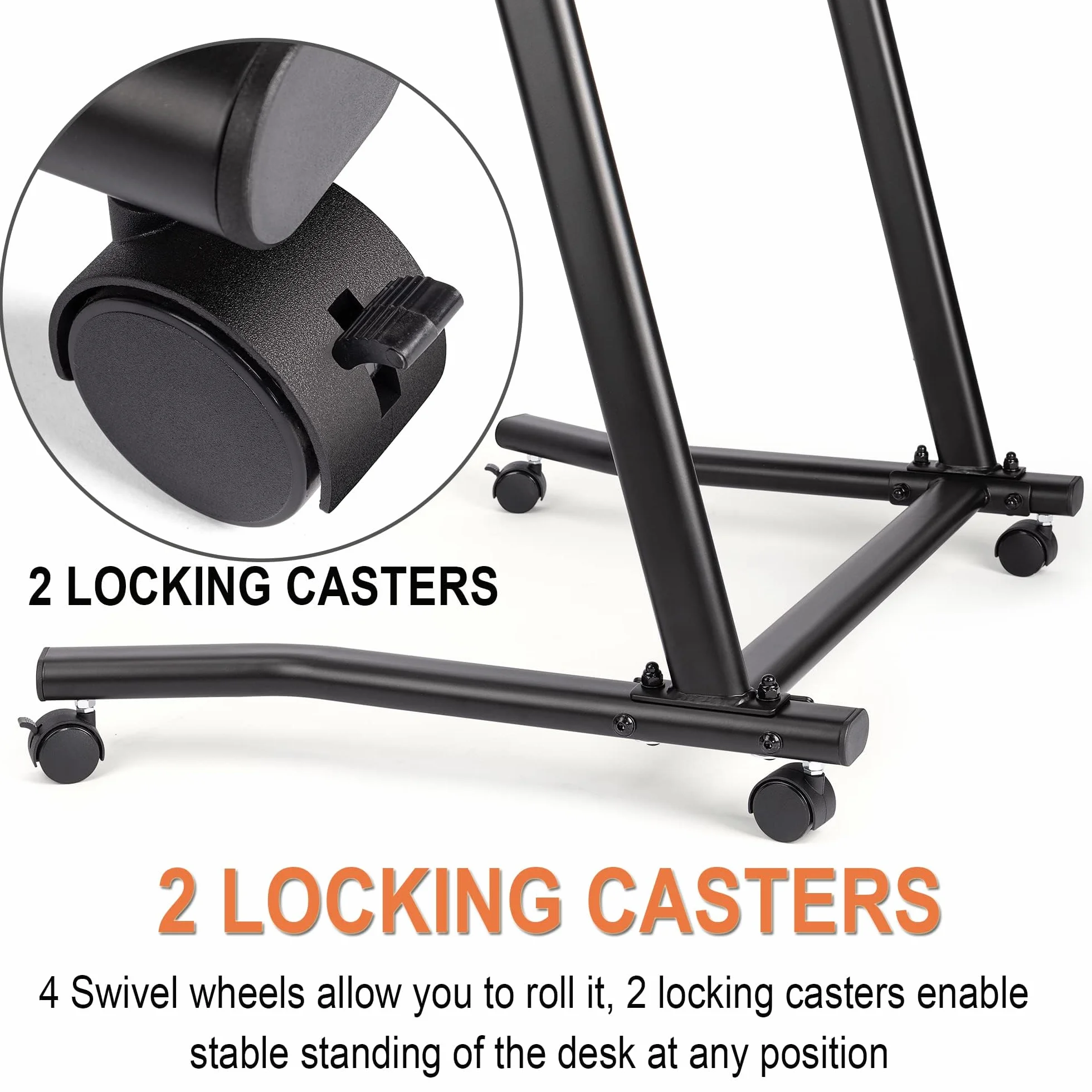 CXWXC Scrivania da allenamento per interni, supporto per computer regolabile in altezza con superficie antiscivolo, tavolo portatile per allenamento da bicicletta, tavolo fitness con ruote bloccabili