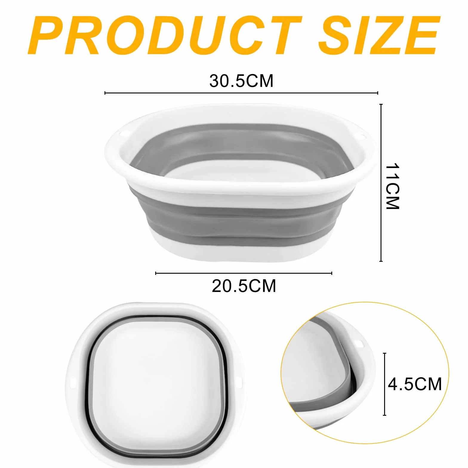 Chiluxendo Secchio Pieghevole, Bacinella Plastica Quadrata, Catino per Bucato, Secchiello, Silicone Lavabo, per Campeggio,Viaggio,Pesca,Camper,Pulizia della Casa (1, Grigio), 30.5 * 28 * 5CM