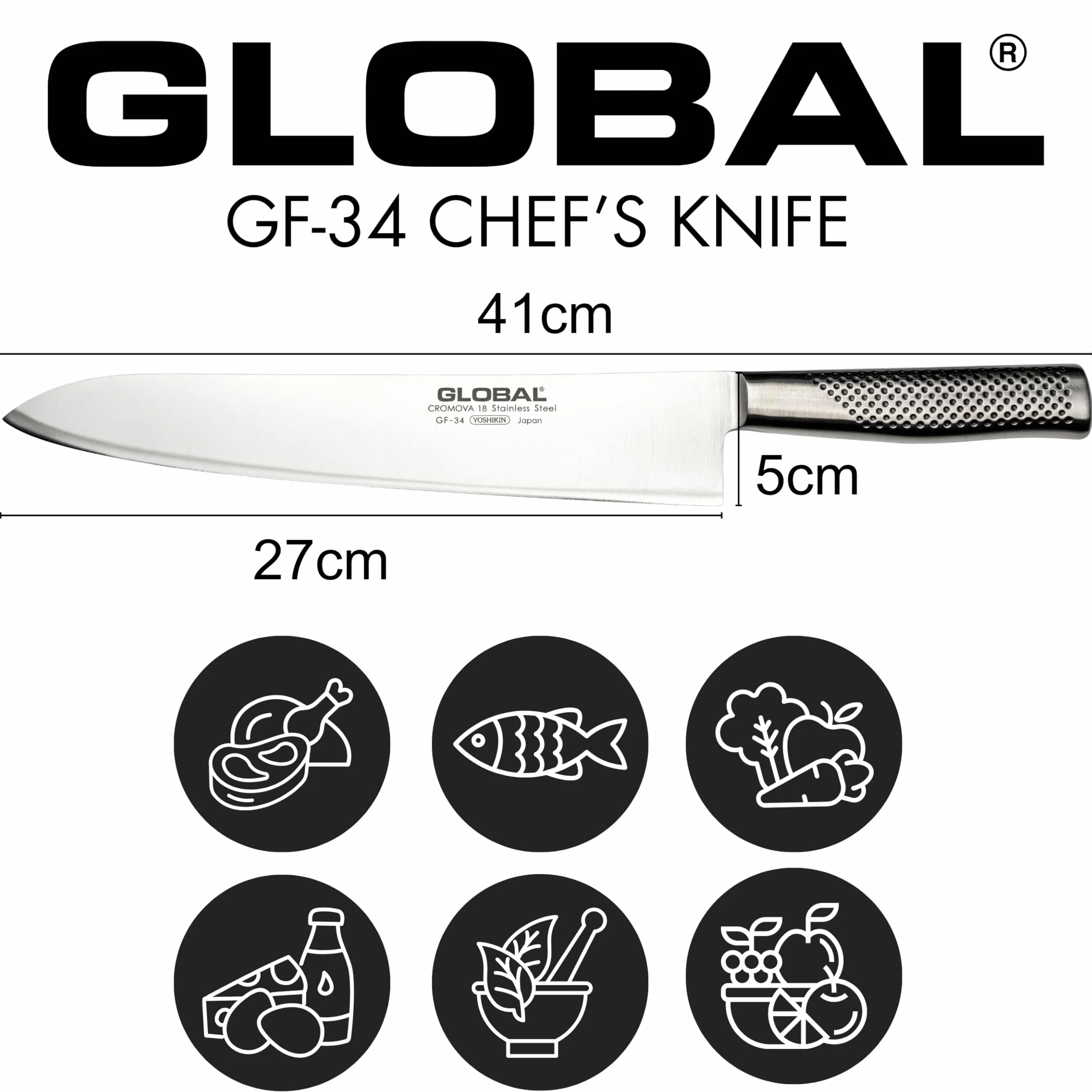 Coltello Global Forgiato Cuoco GF-34 27 cm