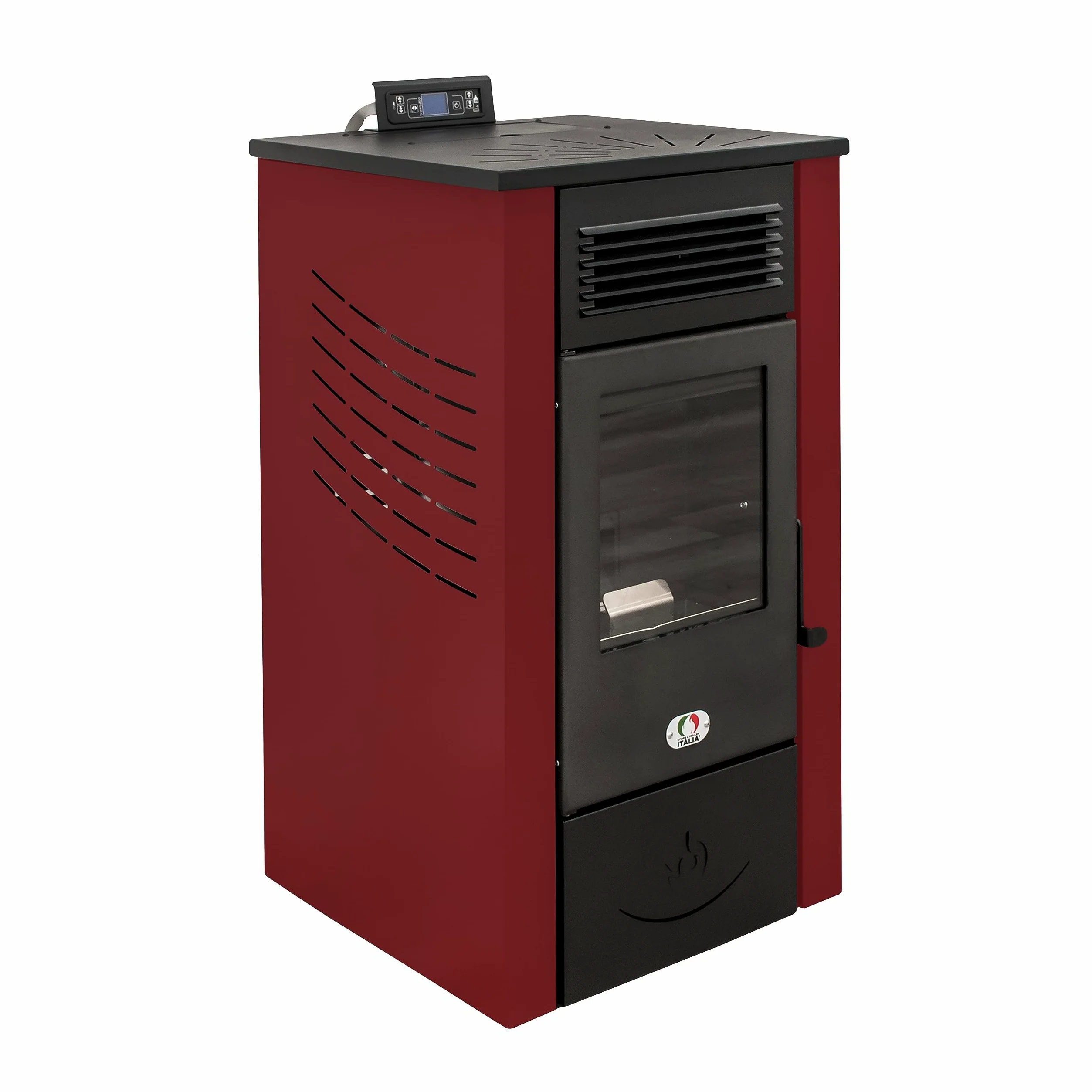 STUFE A PELLET ITALIA Canada 14 KW - Stufa ad Aria Ventilata Efficienza 89% Scalda 130m² Autonomia 15H Programmabile 5 Velocità e Potenze Garanzia 24 Mesi Rosso
