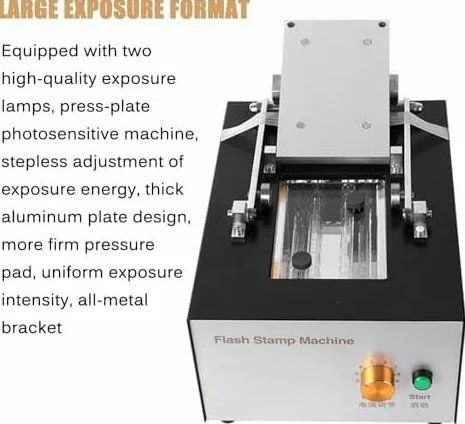 Macchina per timbri a flash manuale, autoinchiostrante, con manopola energetica regolabile, per timbri di cartoni animati e matrimoni, dimensioni dell'esposizione 140 x 90 mm