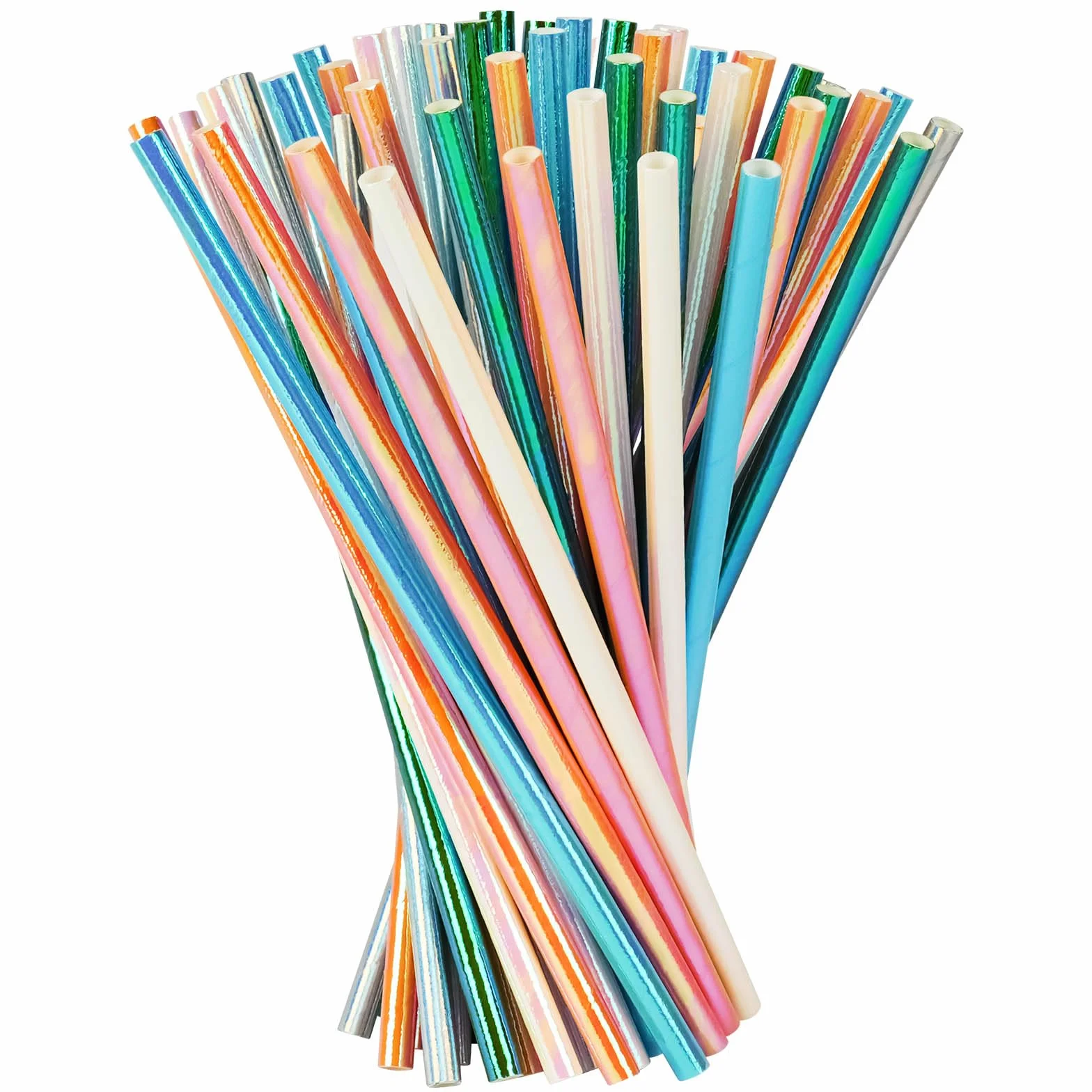 Vicloon 150 Cannucce Carta Colorate per Compleanno, 5 Laser Colori Cannucce Cocktail Straw Colorate per Matrimoni, Natale,Docce Bambino, Celebrazioni e Feste