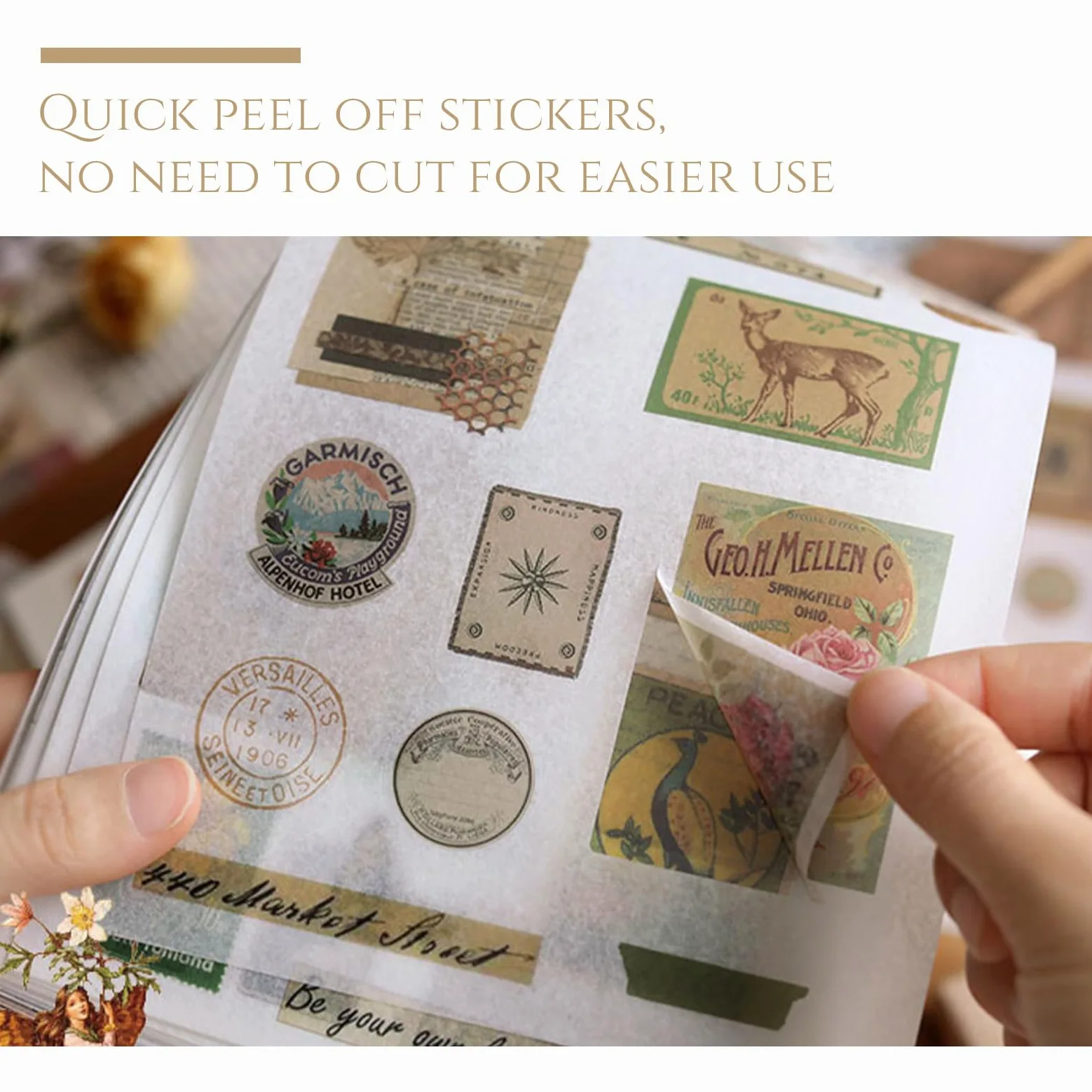 CMBPNNGS 411 Pezzi Vintage Scrapbook Accessory Set con 30 Fogli di Adesivi e 20 Fogli di Carta per Bullet Junk Journal Scrapbook Journaling, Sentimenti