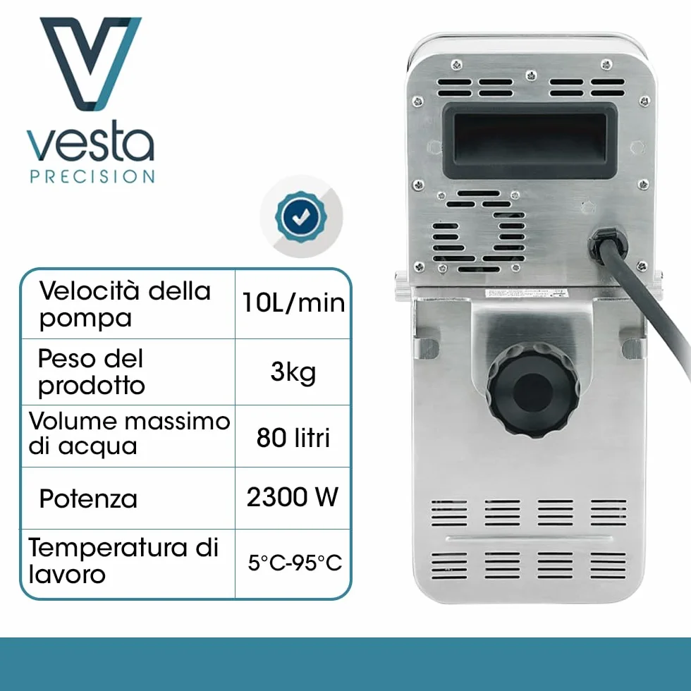 Vesta Precision Termocircolatore Professionale SV330 2300W Wi-Fi Cottura Sottovuoto