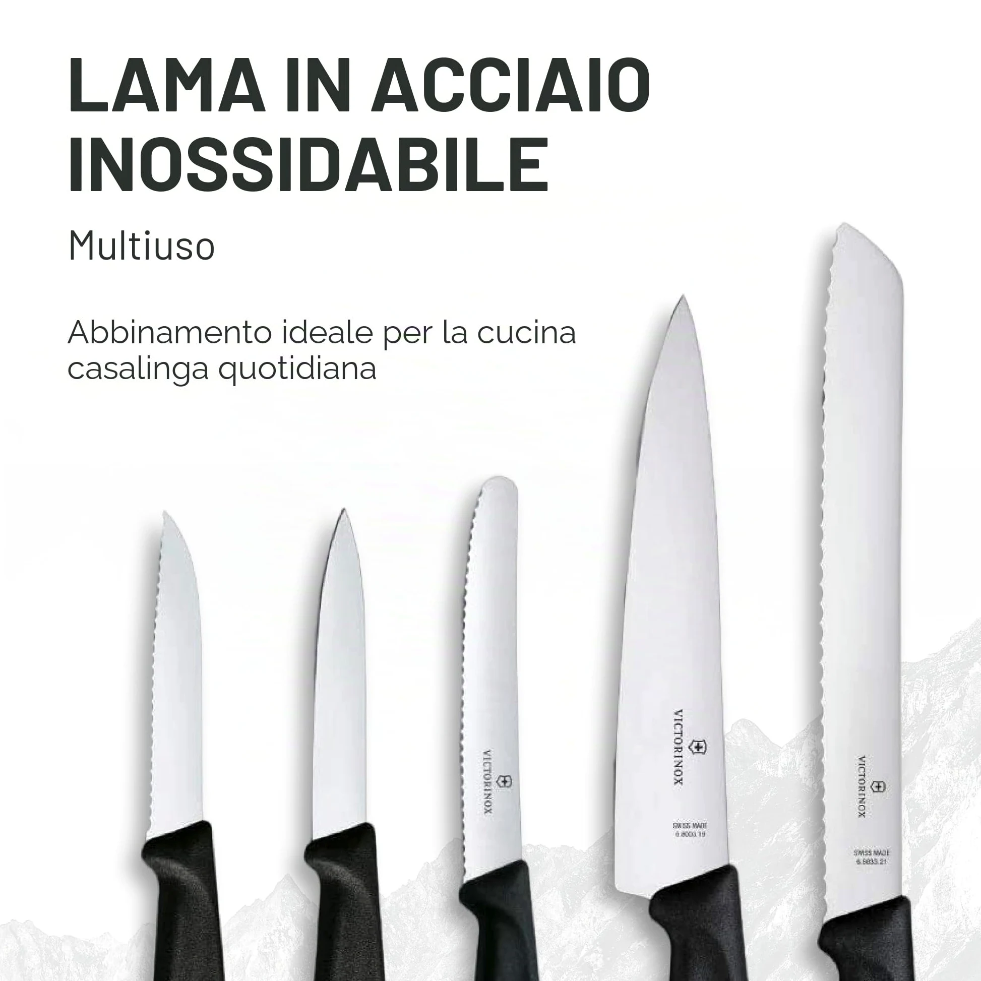 Victorinox Swiss Classic, set coltelli da cucina (5 pezzi) in confezione regalo, con lame in acciaio inox, nero
