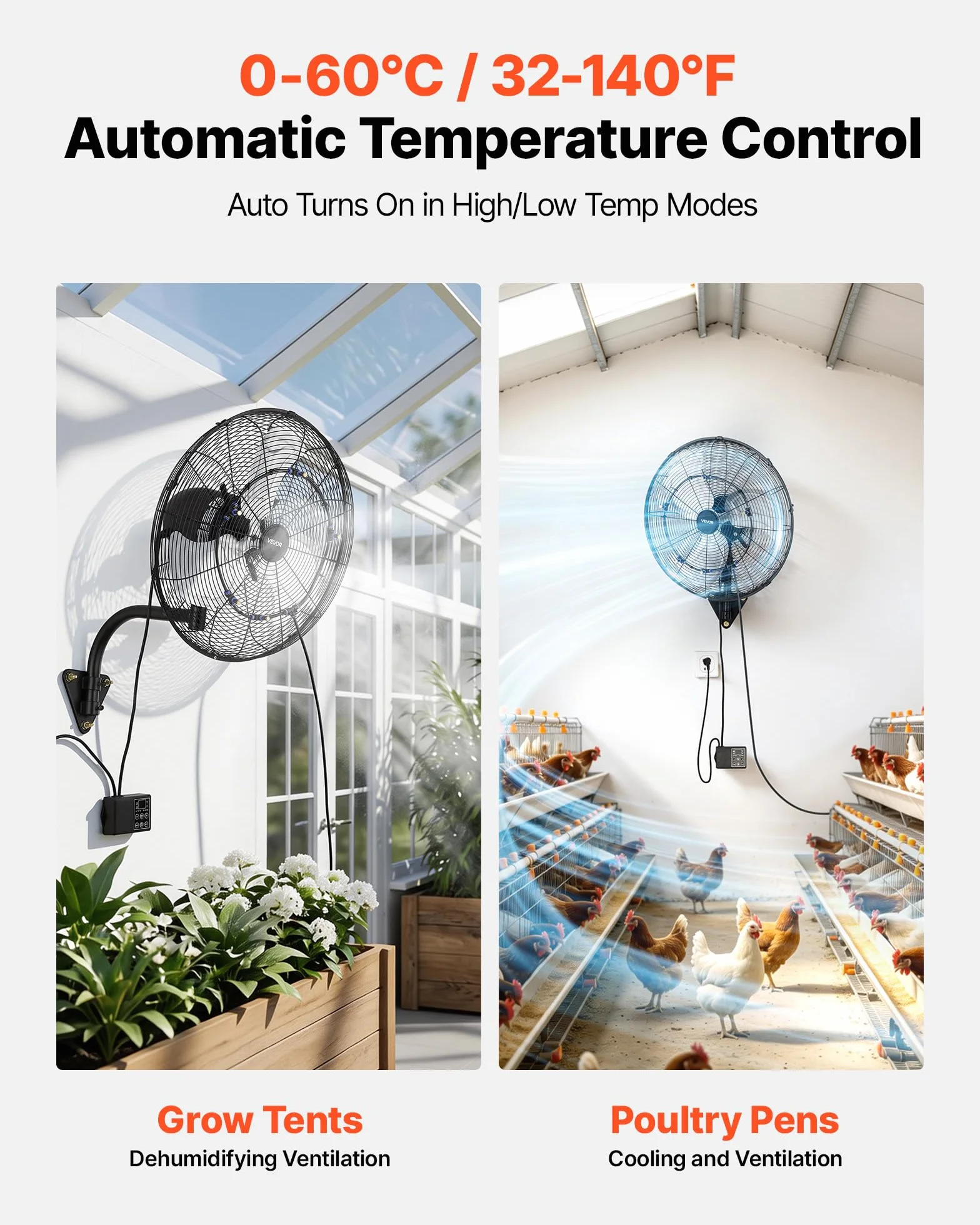 VEVOR Ventilatore da Parete Industriale, 505 mm, Ventilatore Oscillante a Muro con Nebulizzazione, IP44, 3 Velocità, Telecomando, Flusso d'Aria Potente, per Officine, Garage e Ambienti Commerciali