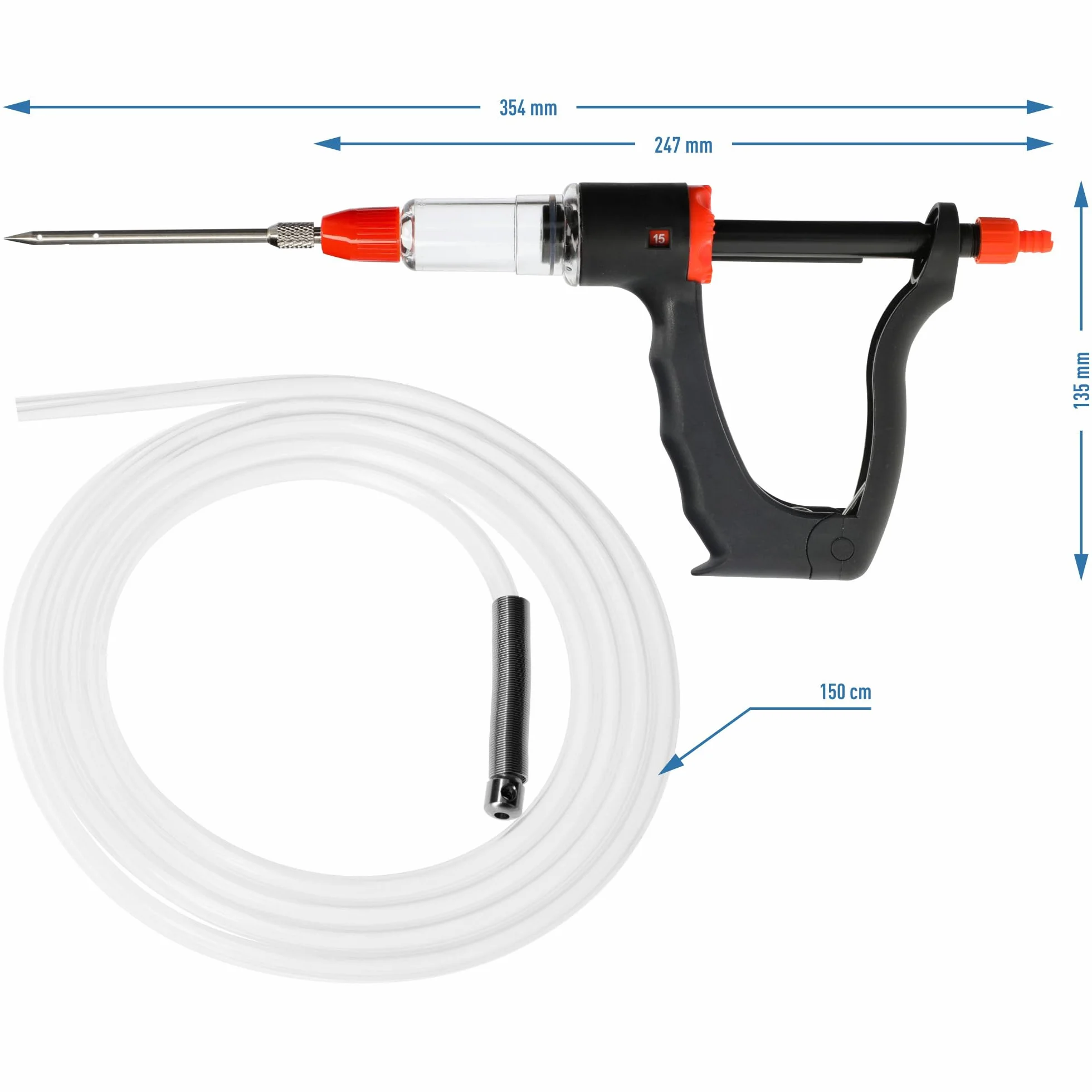BROWIN Siringa per Carne Semiautomatica con Set di Aghi e Tubo Flessibile per Marinare Arrosto