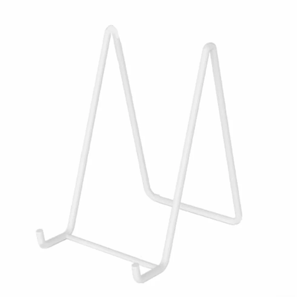 Cavalletto da tavolo in ferro per piatti, cornici per foto, medaglie, libri e immagini artistiche, robusta struttura in metallo con dimensioni compatte, elegante (tromba bianca)