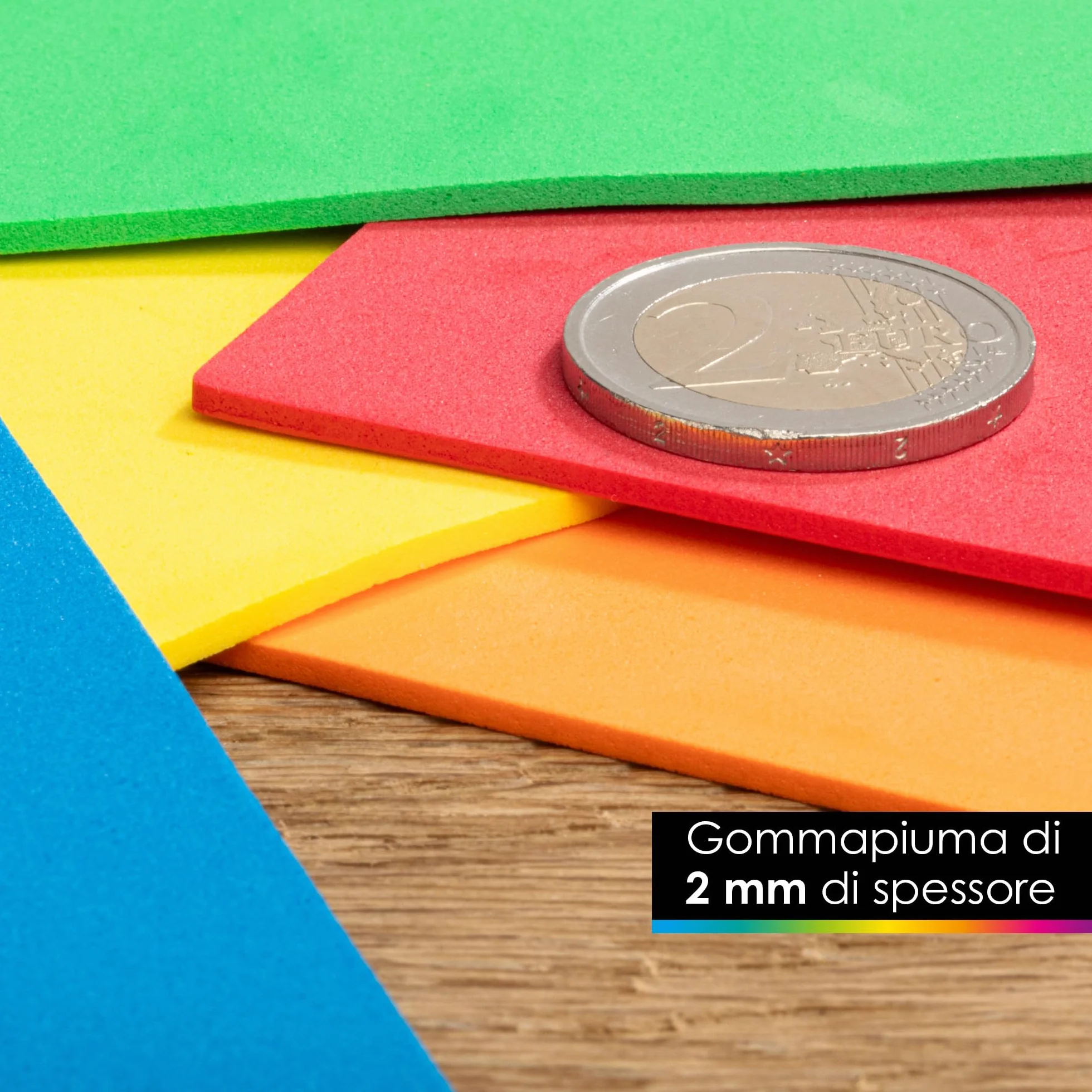 OfficeTree Gomma EVA Fogli A4 2mm 15 Colori - Gomma Crepla non Autoadesivo per Hobby Creativo