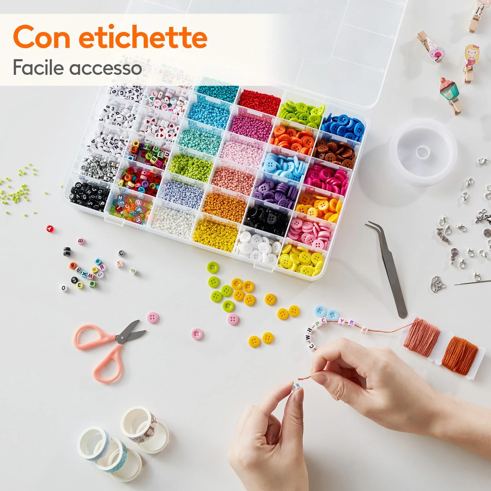 Lifewit Scatole Plastica con Coperchio, Contenitori Organizer 36 Divisori Regolabili, 2 Pezzi